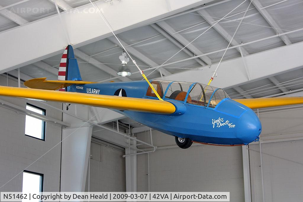 N51462, 1943 Laister-Kauffman LK-10A C/N 126, 1943 Laister-Kauffman LK-10A NC51462 sailplane hanging from the ceiling and on display at the Military Aviation Museum at Virginia Beach Airport.