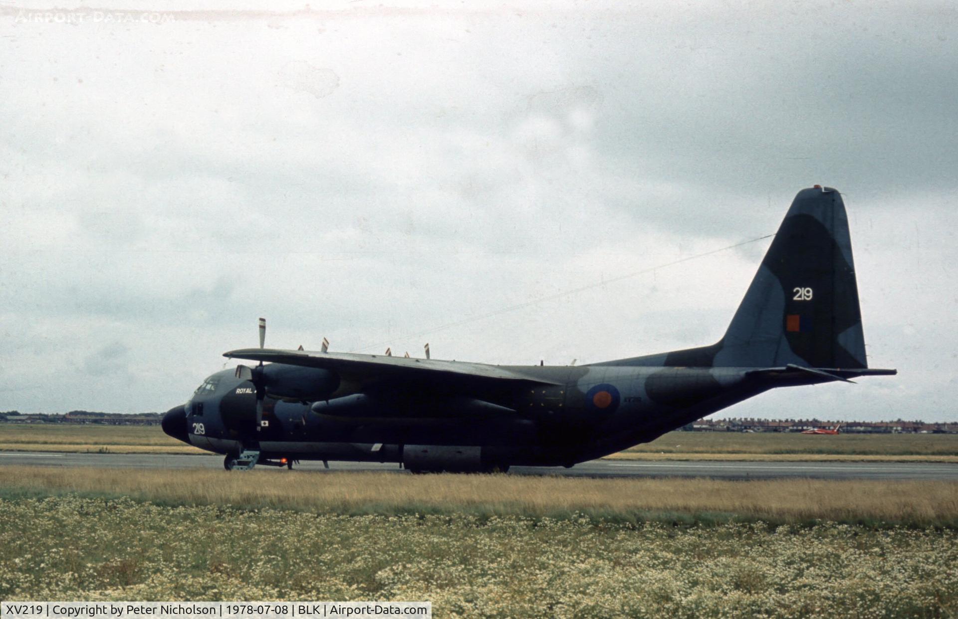 XV219, 1966 Lockheed C-130K Hercules C.1 C/N 382-4246, Later converted to C.3 configuration, this Hercules C.1 was the support aircraft for the RAF Falcons parachute team which displayed at the 1978 Blackpool Airshow.