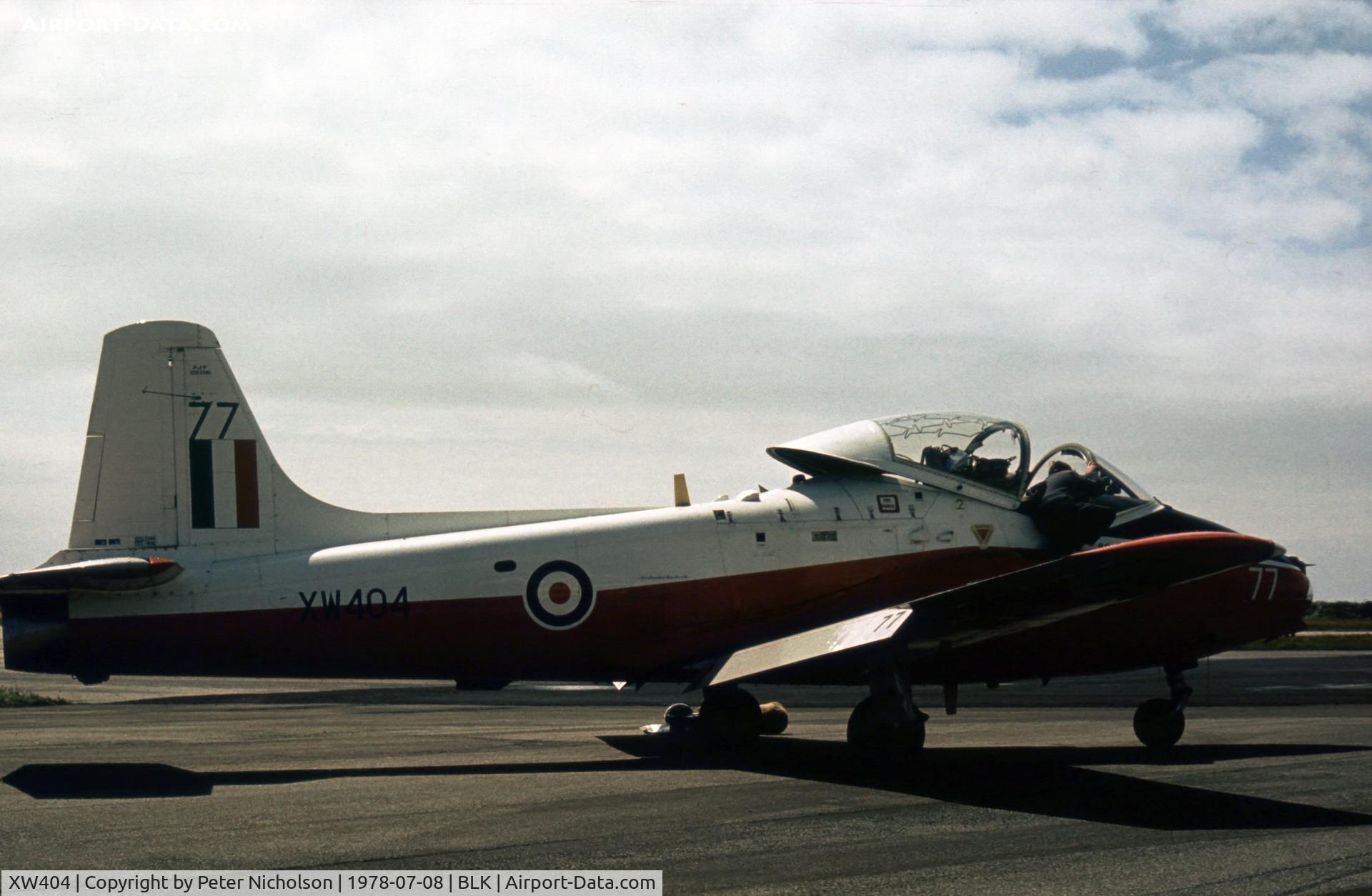 XW404, 1971 BAC 84 Jet Provost T.5A C/N EEP/JP/1026, Converted to a Jet Provost T.5A, this aircraft of 1 Flying Training School attended the 1978 Blackpool Airshow.