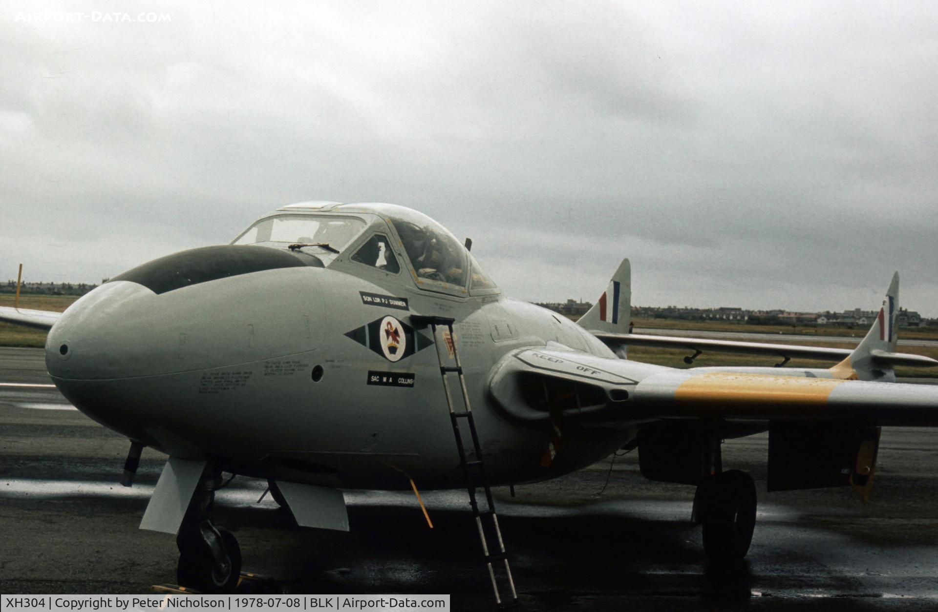 XH304, 1955 De Havilland DH-115 Vampire T.11 C/N 15658, Vampire T.11 of the Central Flying School displayed at the 1978 Blackpool Airshow.