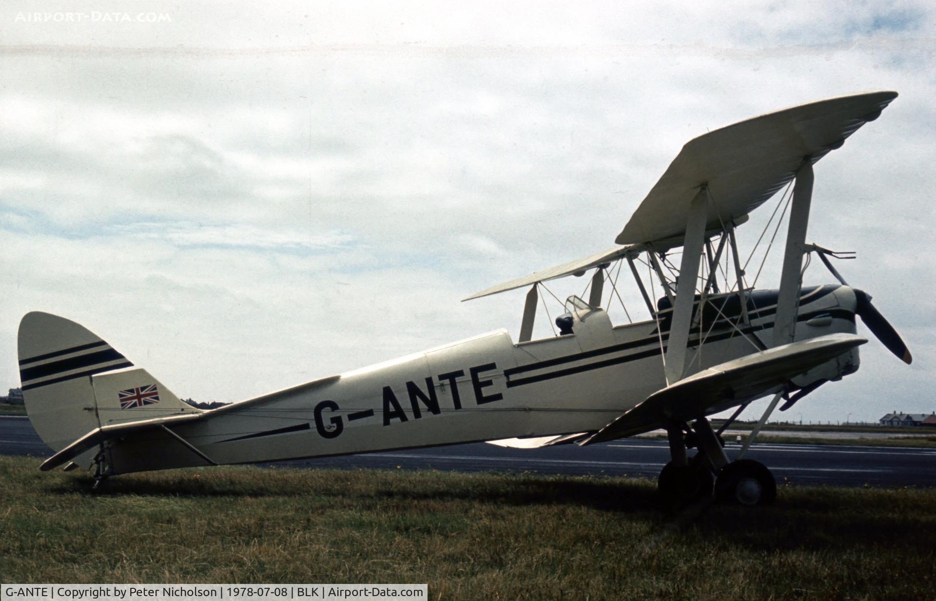 G-ANTE, 1941 De Havilland DH-82A Tiger Moth II C/N 84891, This Tiger Moth was present at the 1978 Blackpool Airshow.