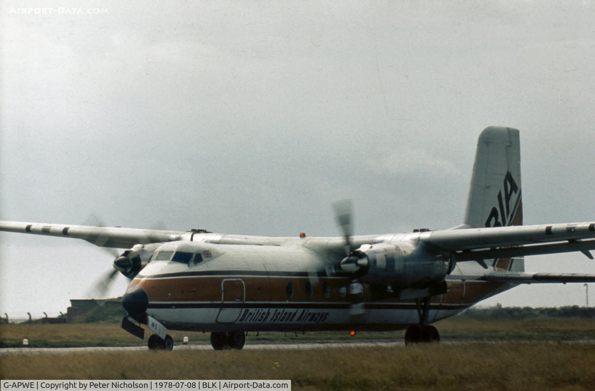 G-APWE, 1961 Handley Page HPR-7 Herald 201 C/N 153, British Island Airways operated this Herald from Blackpool during the 1978 Airshow.