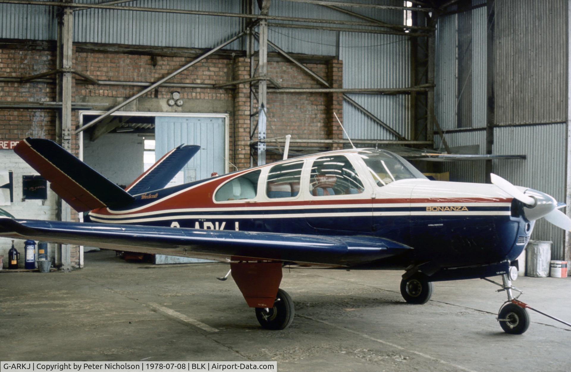 G-ARKJ, 1961 Beech N35 Bonanza C/N D-6736, This Bonanza was hangered at the 1978 Blackpool Airshow.