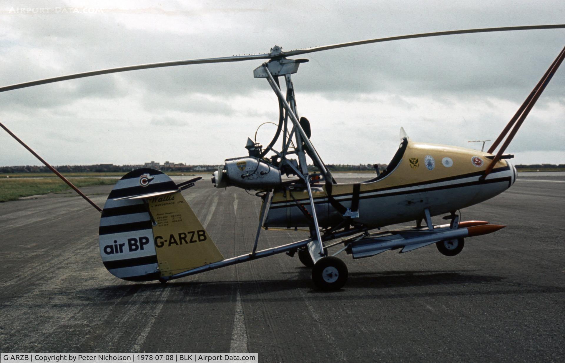 G-ARZB, 1962 Wallis WA116 Series 1 C/N B.203, This Wallis 116 was displayed at the 1978 Blackpool Airshow - still in the Little Nellie guise from the James Bond Film You Only Live Twice.