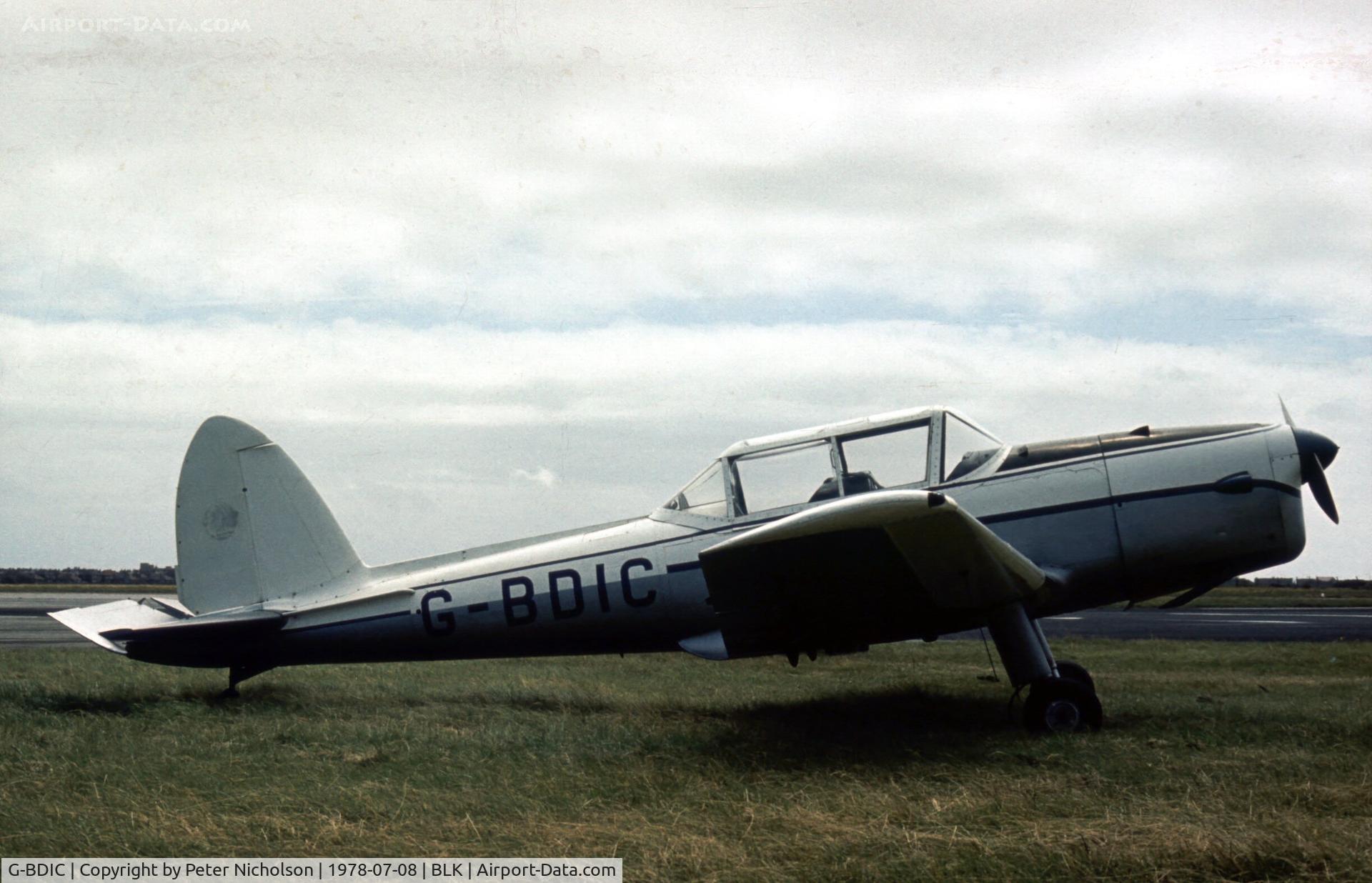 G-BDIC, 1951 De Havilland DHC-1 Chipmunk T.10 C/N C1/0328, This Chipmunk was present at the 1978 Blackpool Airshow.