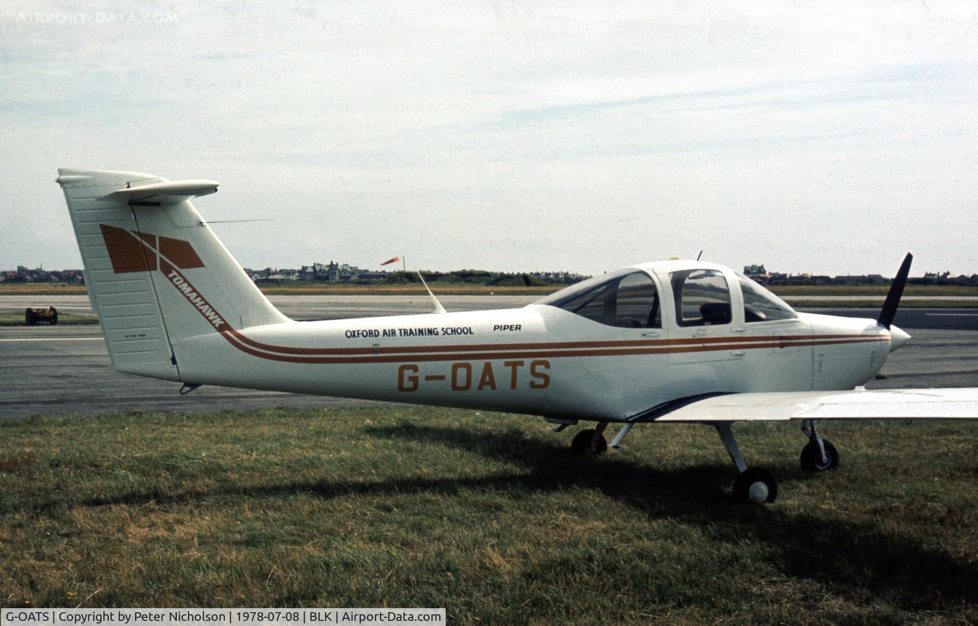 G-OATS, 1978 Piper PA-38-112 Tomahawk Tomahawk C/N 38-78A0007, This Piper Tomahawk of Oxford Air Training School was present at the 1978 Blackpool Airshow.