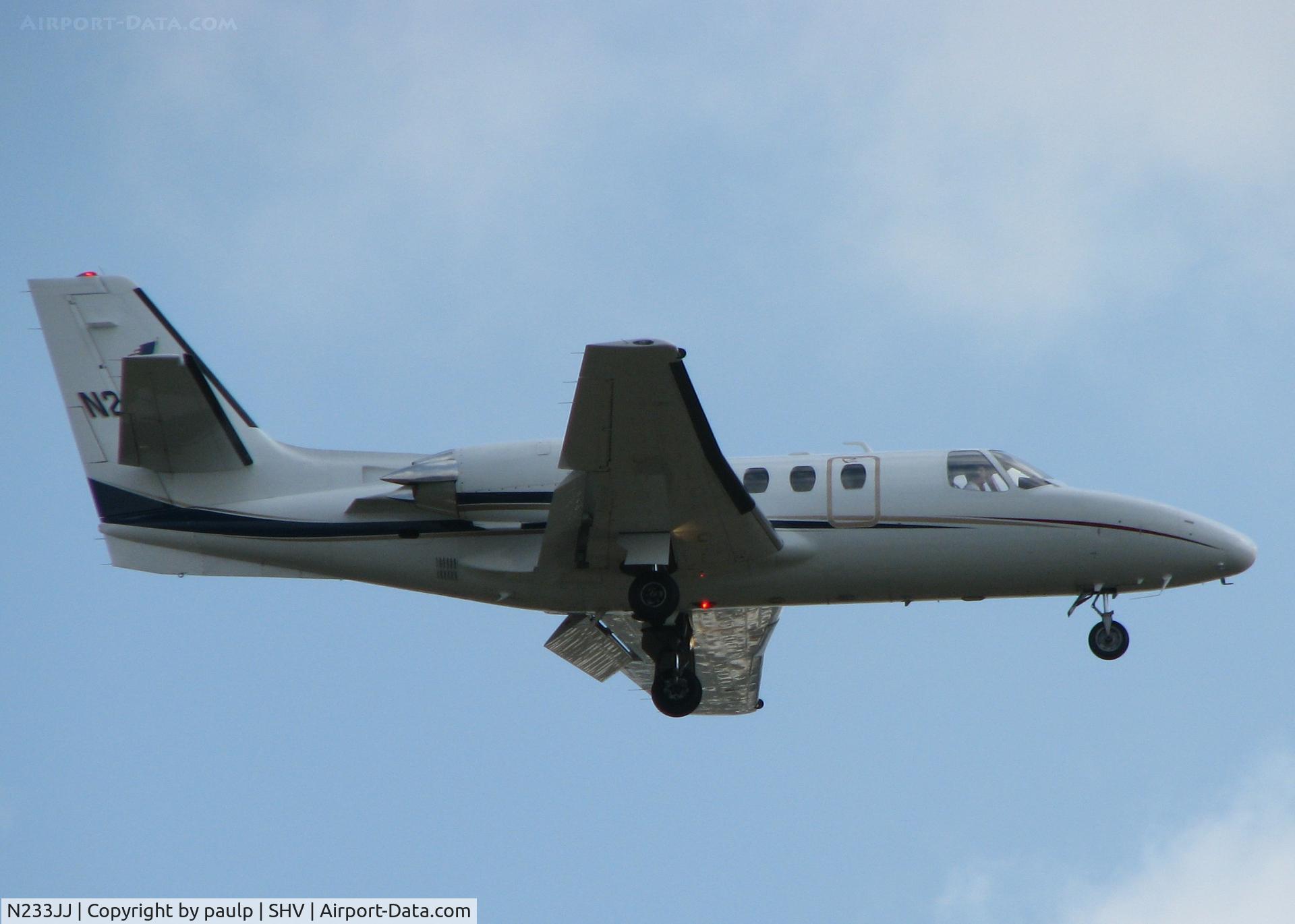 N233JJ, 1974 Cessna 500 Citation I C/N 500-0233, Landing on 14 at the Shreveport Regional airport.