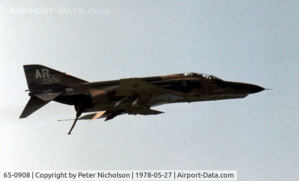 65-0908, 1965 McDonnell RF-4C Phantom II C/N 1577, Alconbury's 1 Tactical Reconnaissance Squadron of 10 Tactical Reconnaissance Wing provided this Phantom at the 1978 Bassingbourn Airshow.