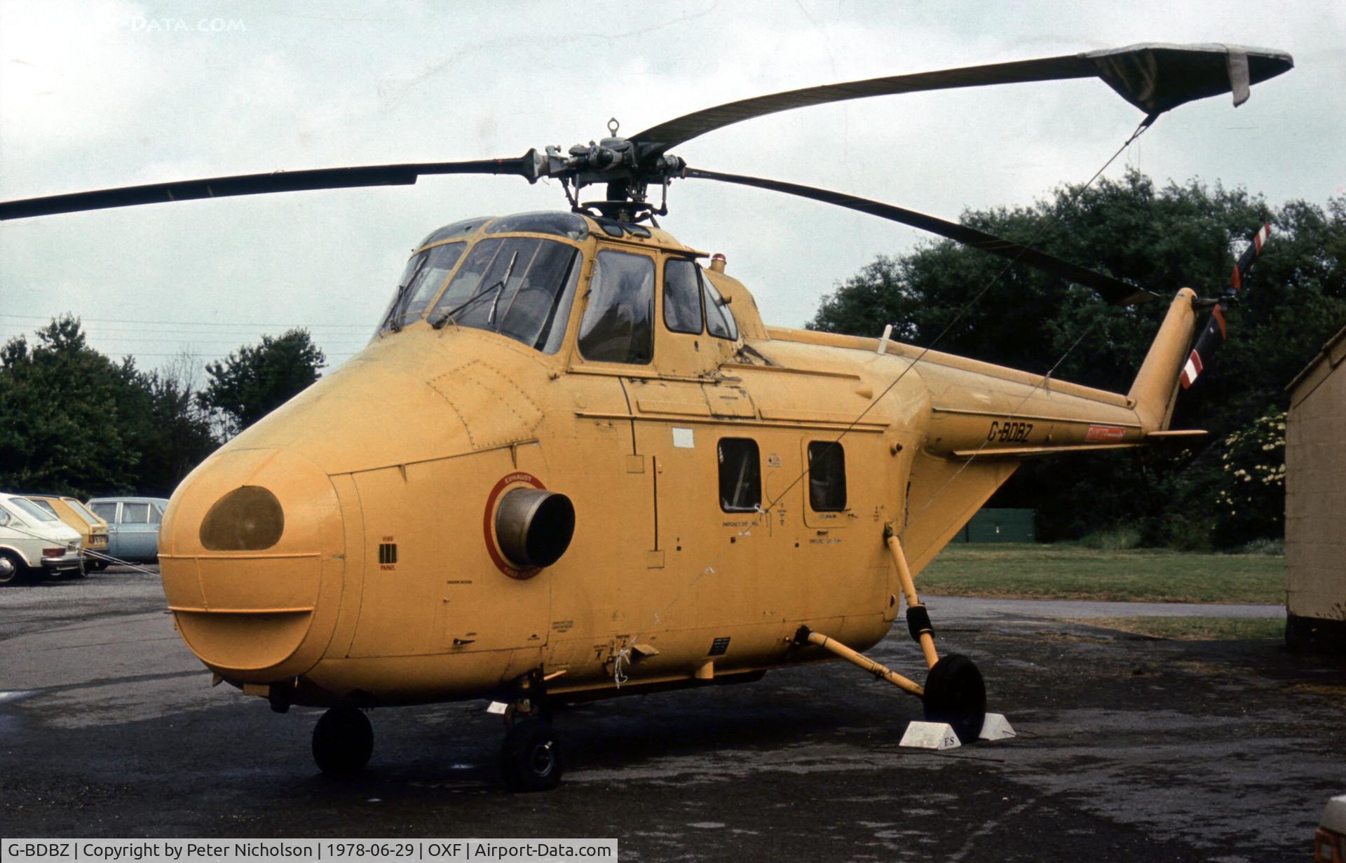 G-BDBZ, 1955 Westland S.55 Whirlwind Series 3 C/N WA386, This former RAF Whirlwind HAR.10 was with the Oxford Air Training School at Kidlington in the Summer of 1978.
