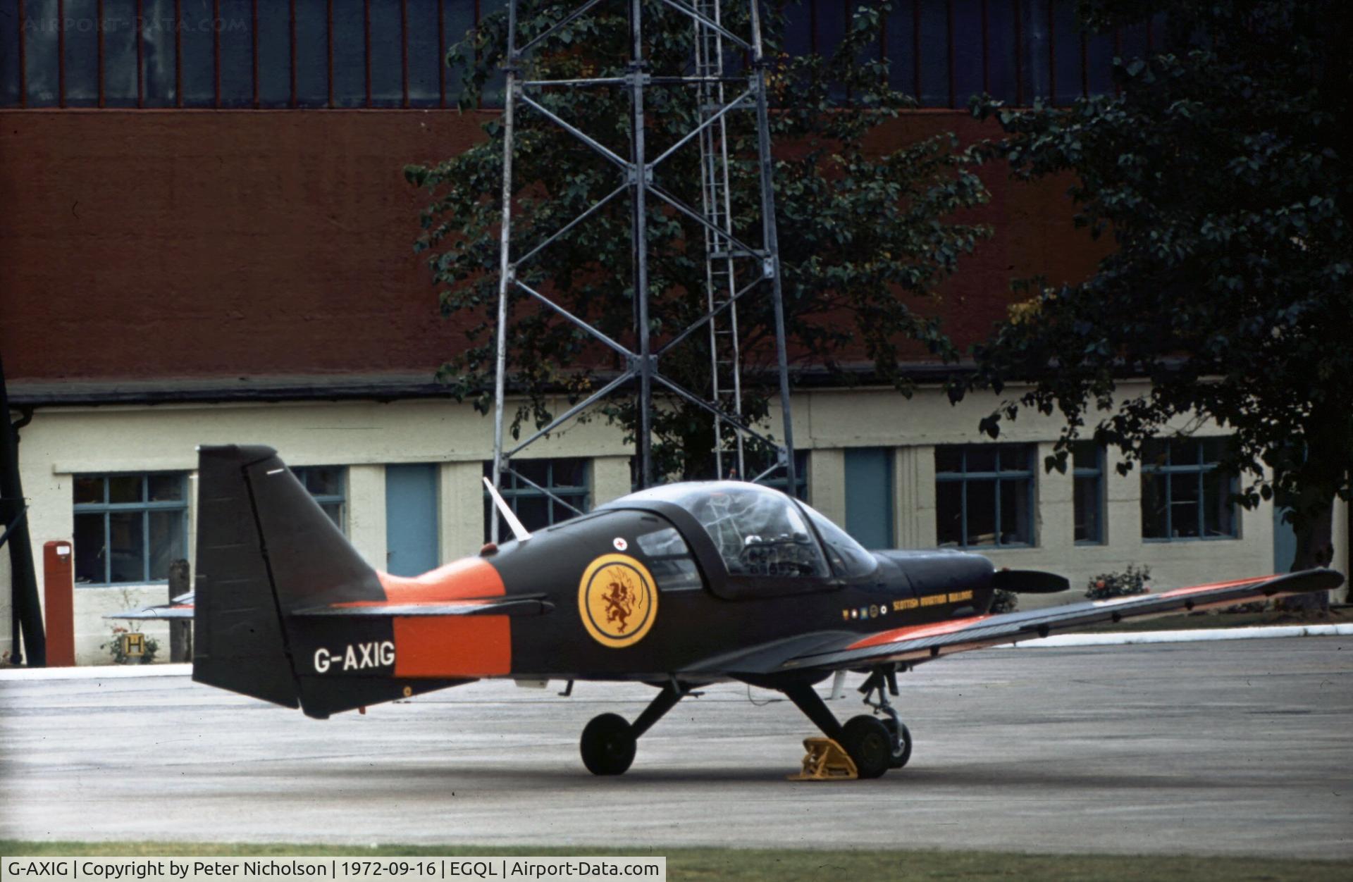 G-AXIG, 1971 Scottish Aviation Bulldog Series 100 Model 104 C/N BH120/002, Scottish Aviation's demonstrator performed at the 1972 Leuchars Airshow.