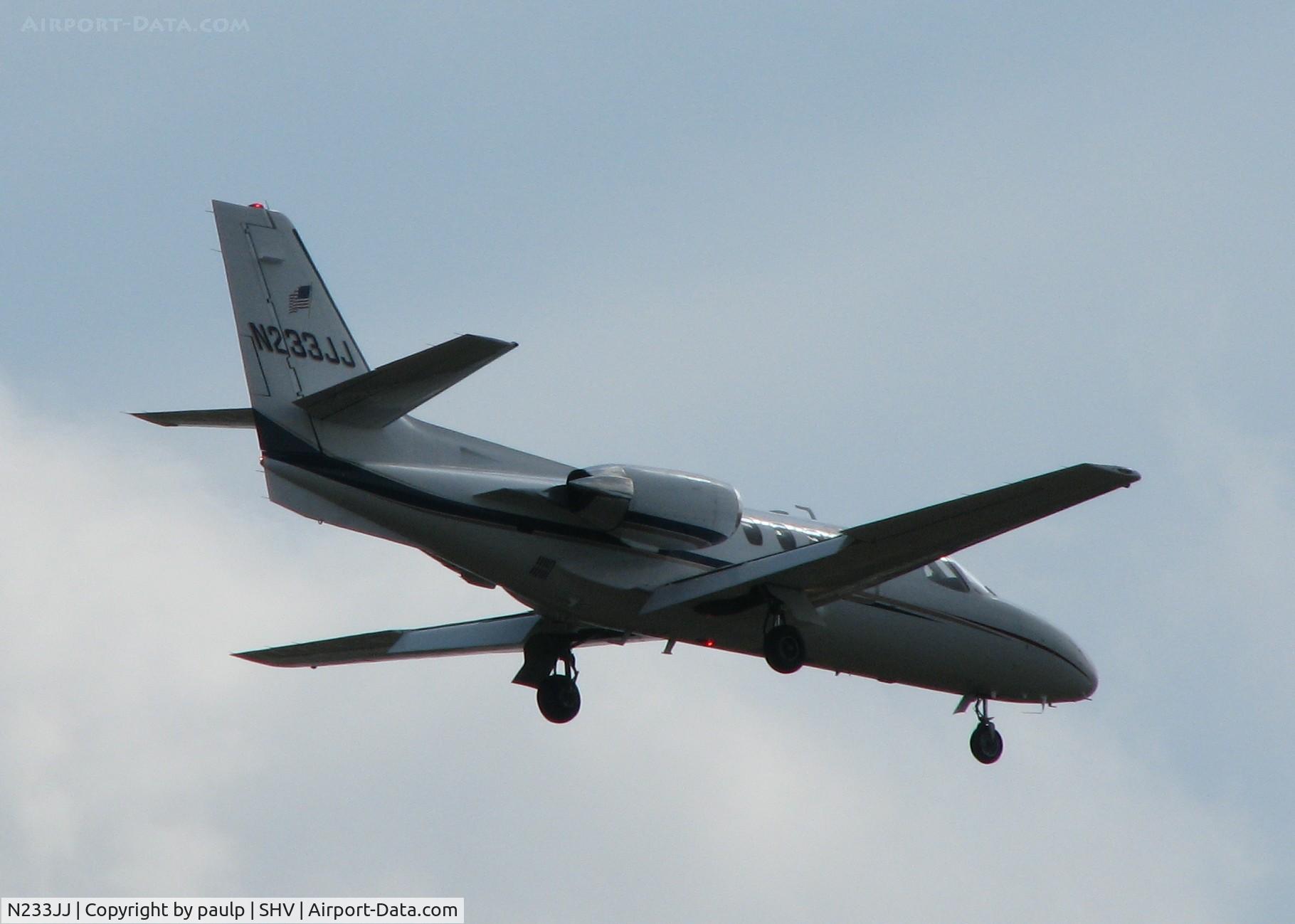 N233JJ, 1974 Cessna 500 Citation I C/N 500-0233, Landing at the Shreveport Regional airport.