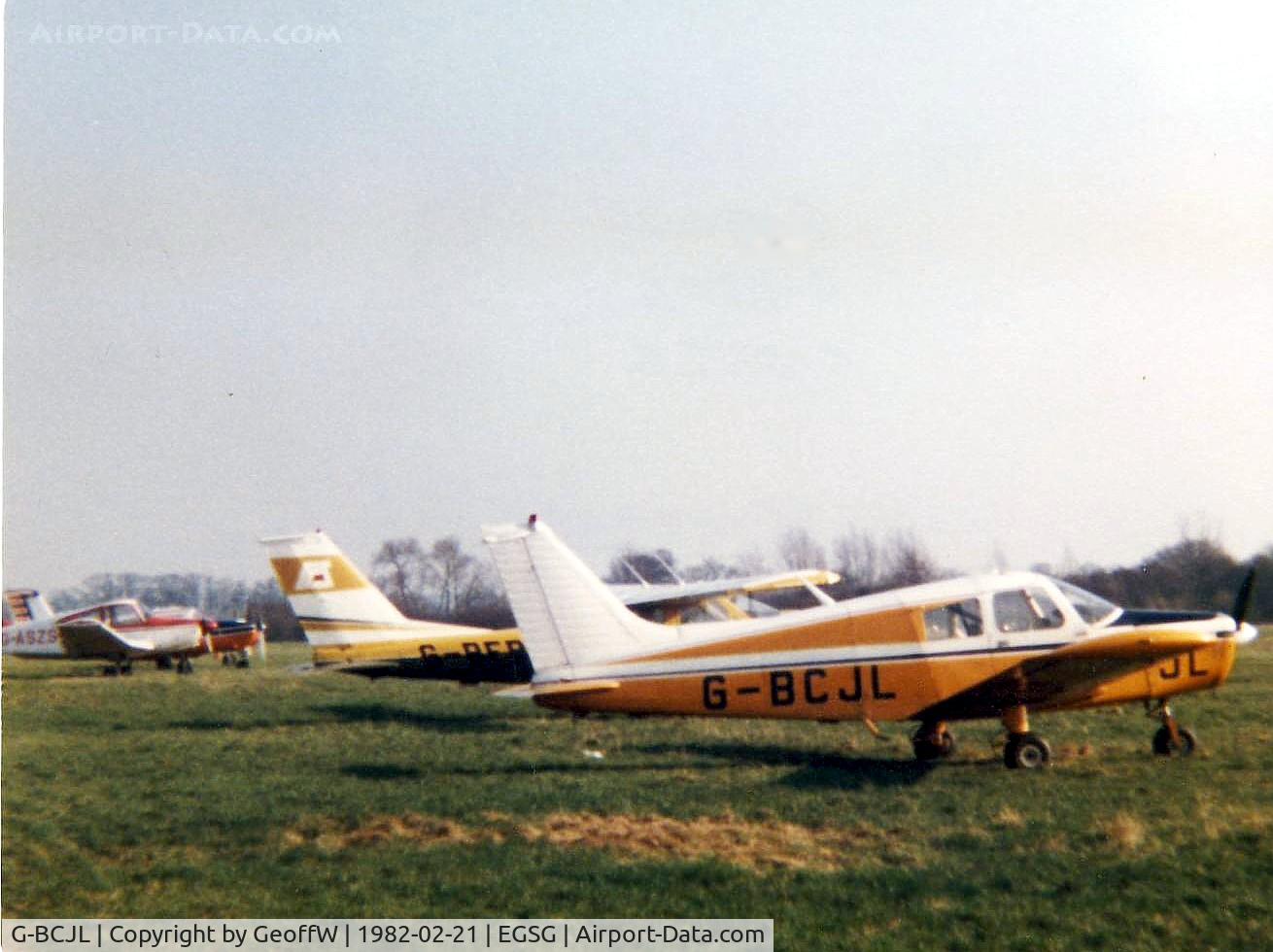 G-BCJL, 1974 Piper PA-28-140 Cherokee C/N 28-7425320, PA-28 G-BCJL at Stapleford 21.2.82 still wearing Oxford Air Training School colours