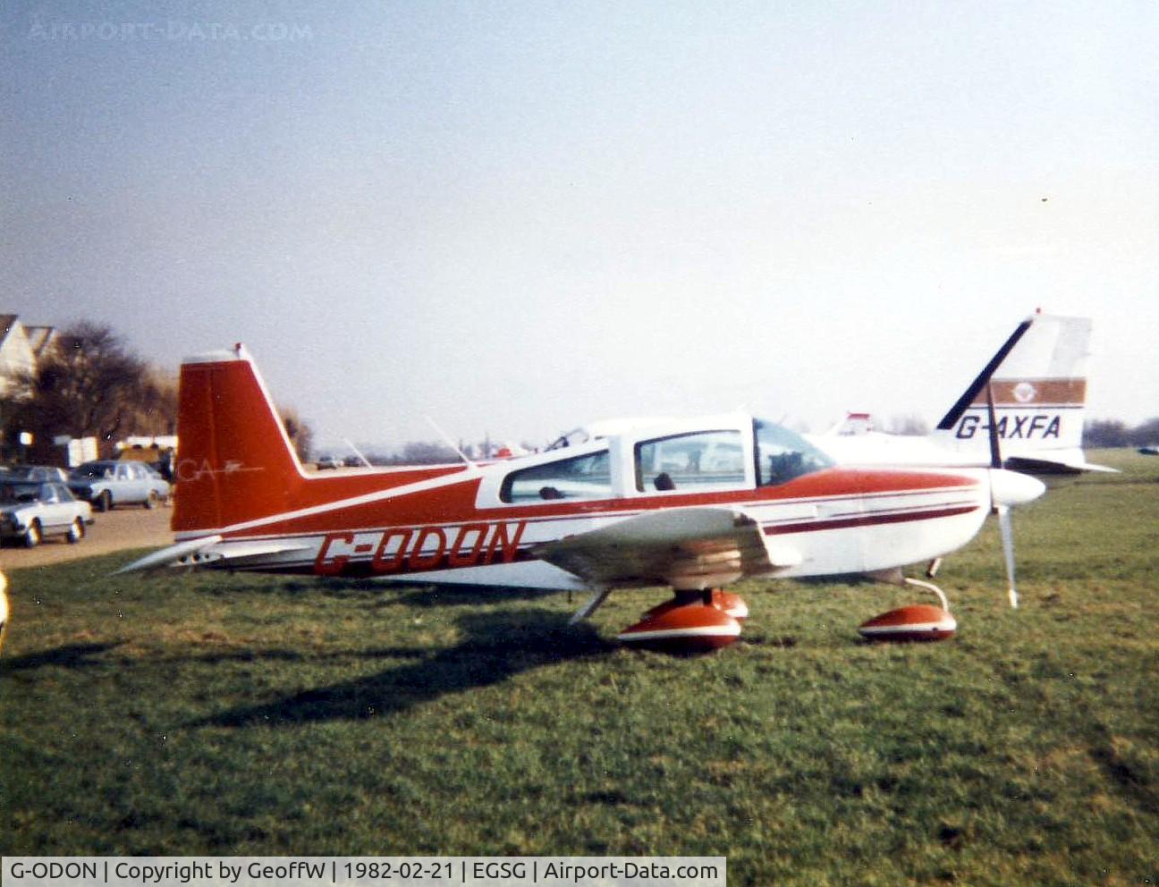 G-ODON, 1978 Gulfstream American AA-5B Tiger C/N AA5B-0972, Grumman AA5B Tiger G-ODON visiting Stapleford 21.2.82