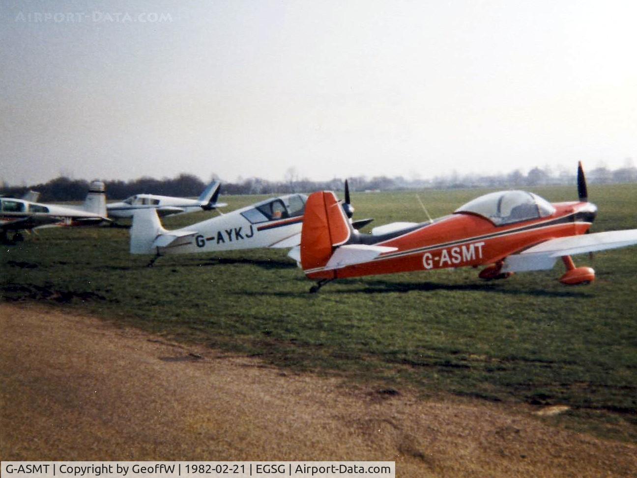 G-ASMT, 1964 Fairtravel Linnet 2 C/N 004, Fairtravel Linnet G-ASMT in the late afternoon sun at Stapleford 21.2.82
