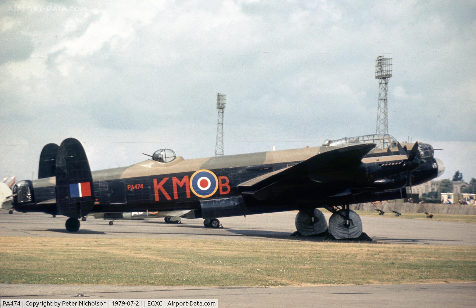 PA474, 1945 Avro 683 Lancaster B1 C/N VACH0052/D2973, The Battle of Britain Memorial Flight Lancaster performed at the 1979 Coningsby Airshow.