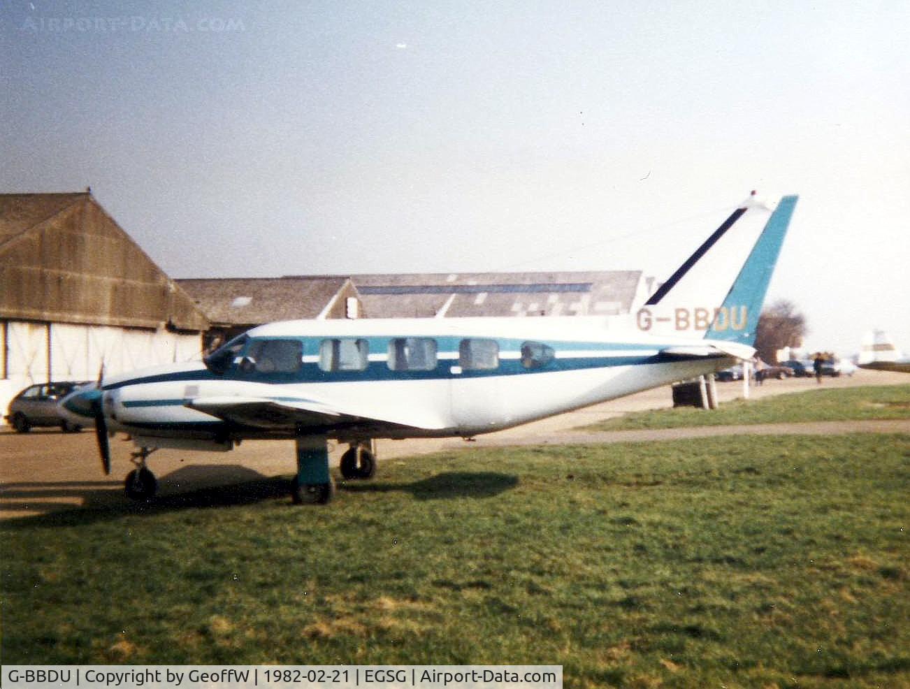 G-BBDU, 1970 Piper PA-31 Turbo Navajo C/N 31-537, Piper PA-31 Navajo G-BBDU at Stapleford 21.2.82