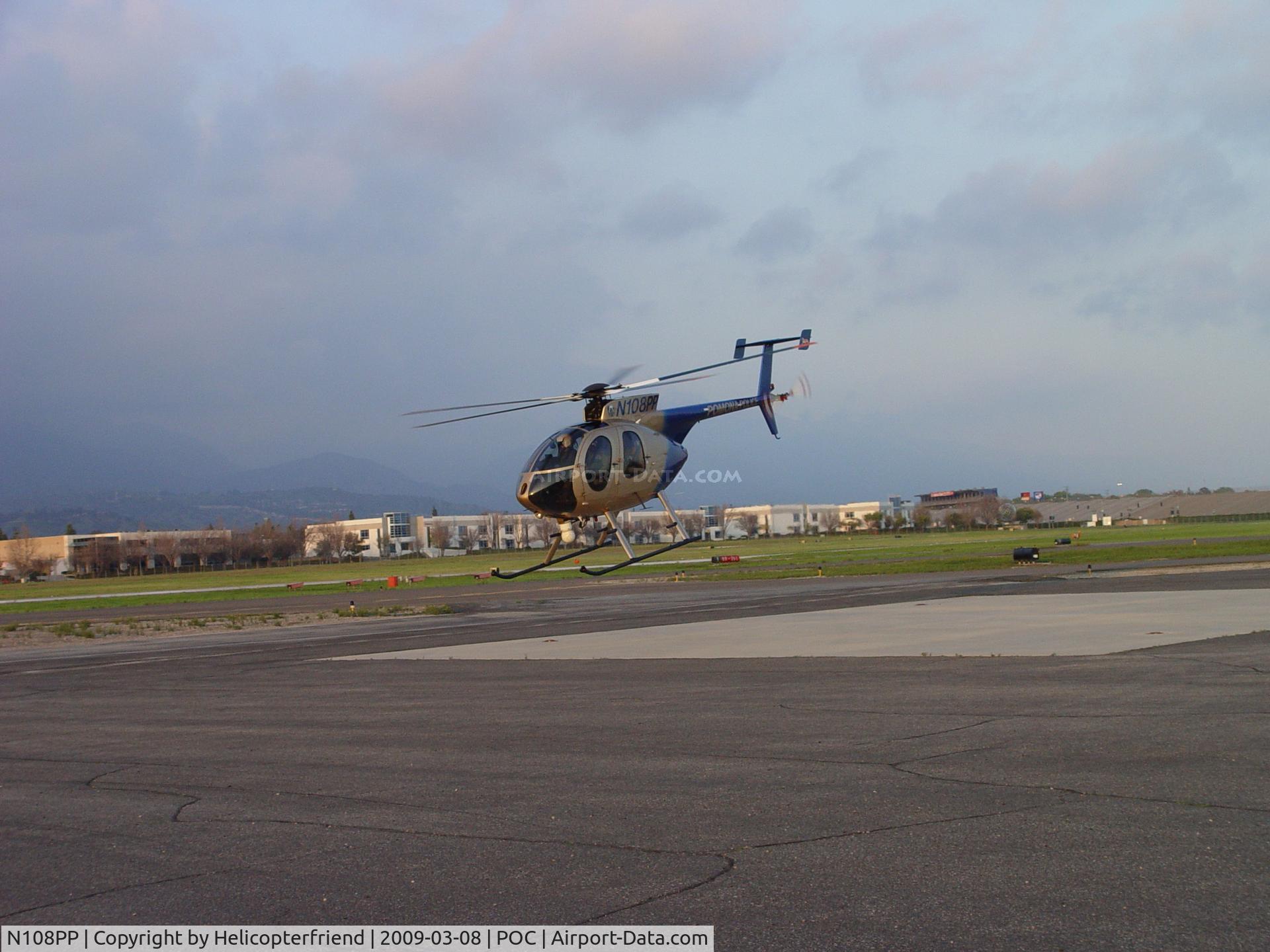N108PP, 2008 MD Helicopters 369E C/N 0578E, Lift off going west