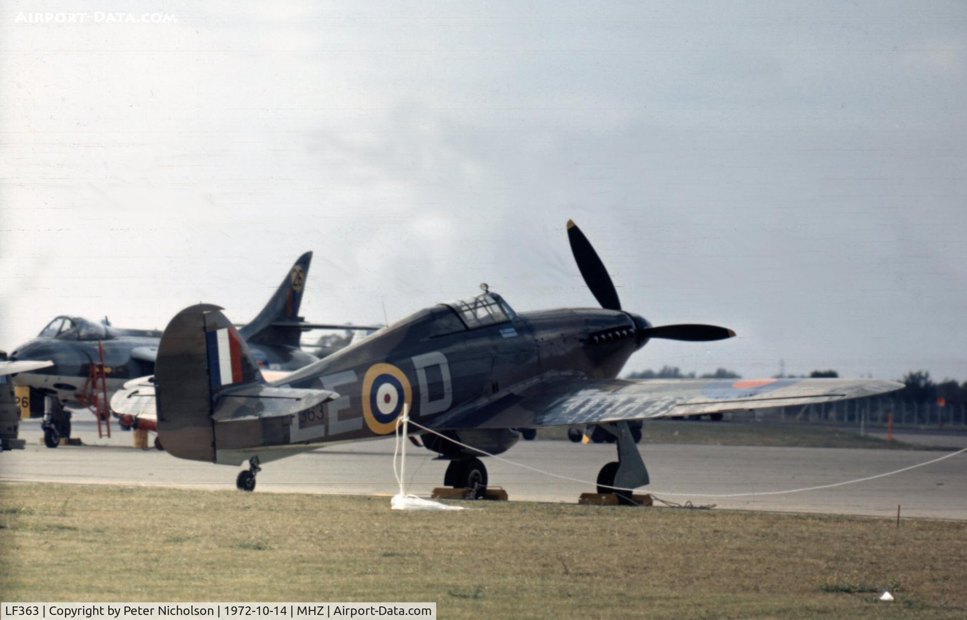 LF363, 1944 Hawker Hurricane IIC C/N 41H/469290, Hurricane IIC of the Battle of Britain Memorial Flight at the 1972 Mildenhall Air Fete.