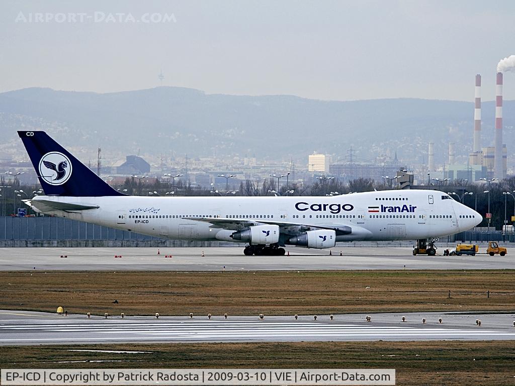 EP-ICD, 1988 Boeing 747-21AC C/N 24134, Visited Vienna for a cargo flight on March 10th 2009