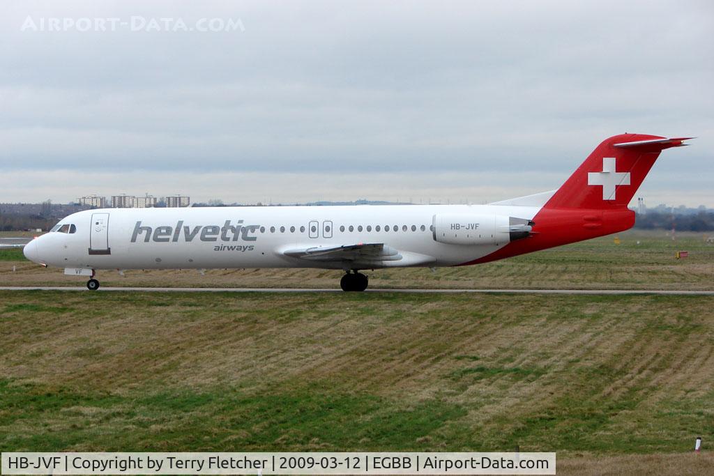 HB-JVF, 1993 Fokker 100 (F-28-0100) C/N 11466, Helvetic Air Fokker 100 at BHX
