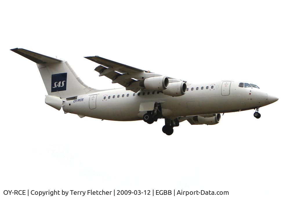 OY-RCE, 1993 British Aerospace Avro 146-RJ85 C/N E.2233, SAS Bae 146 on approach to BHX
