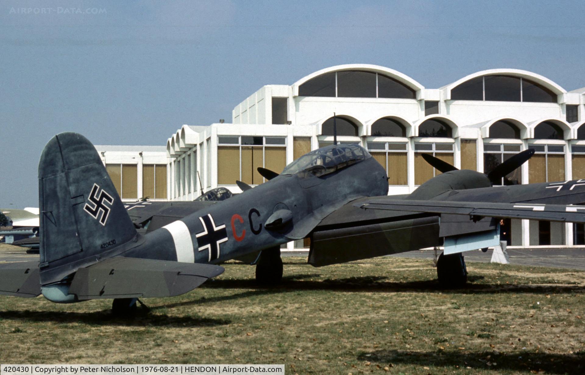 420430, Messerschmitt Me-410A C/N 420430, Another view of the RAF Museum's Me.410 as exhibited in 1976.