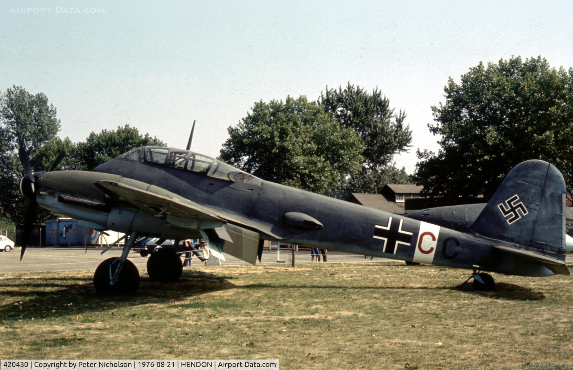 420430, Messerschmitt Me-410A C/N 420430, Me.410 1/U2 of the RAF Museum at Hendon as part of the German Aviation Exhibition 