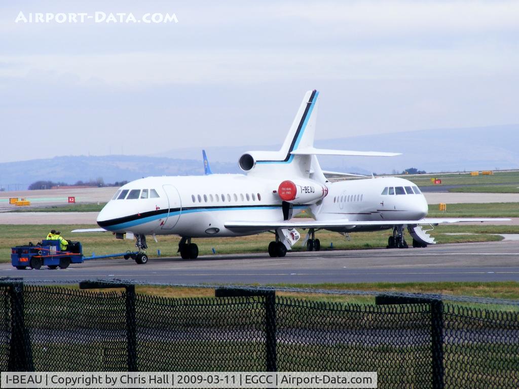 I-BEAU, 1987 Dassault Falcon 900 C/N 23, I-BEAU being pushed back onto the remote Ocean Sky apron