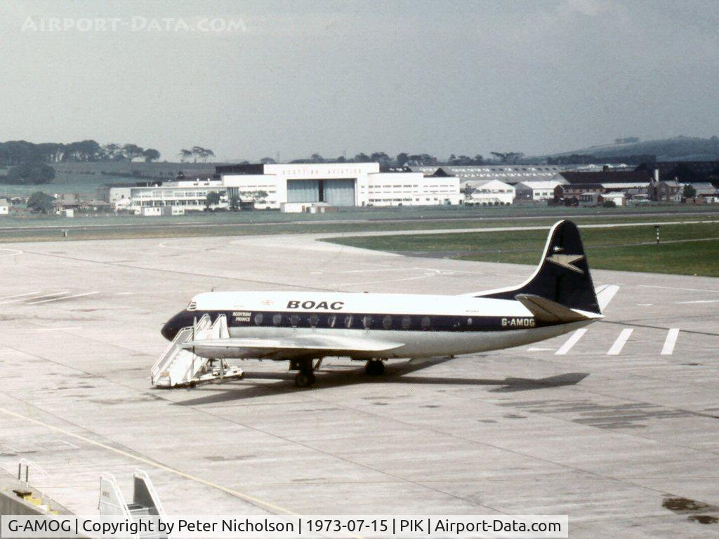 G-AMOG, 1953 Vickers Viscount 701 C/N 7, In 1973 this Viscount was in service with British Overseas Airways Corporation (BOAC) and named 