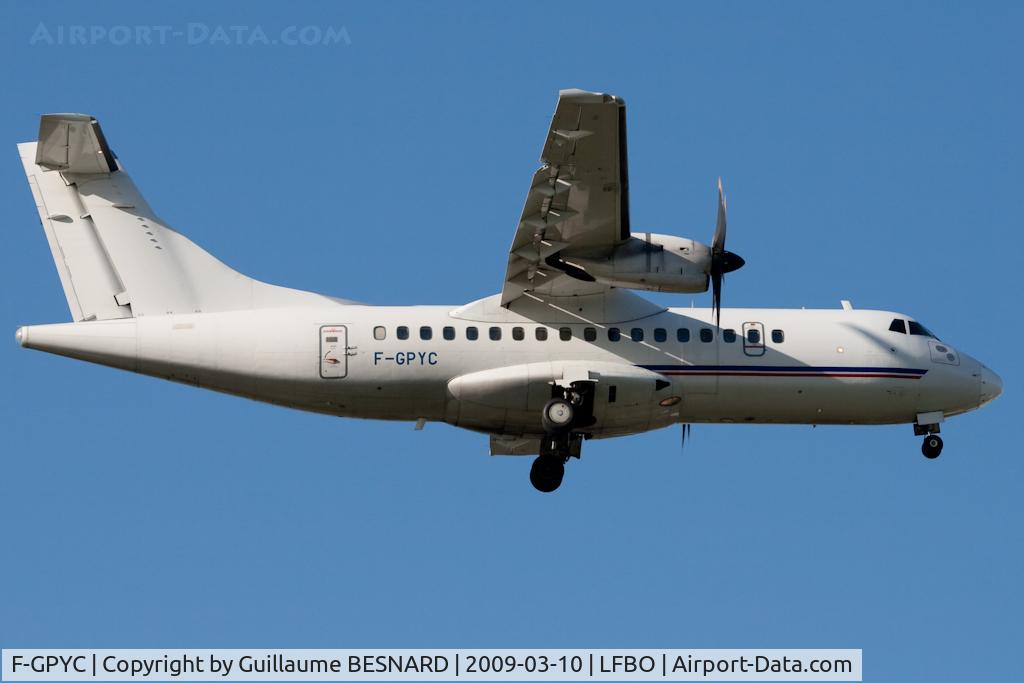 F-GPYC, 1996 ATR 42-500 C/N 484, Flying on courtesy of Airbus between factories.