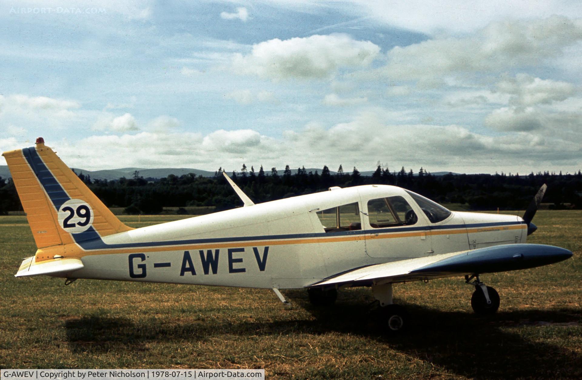 G-AWEV, 1968 Piper PA-28-140 Cherokee C/N 28-24460, A Cherokee visitor to the 1978 Strathallan Open Day.