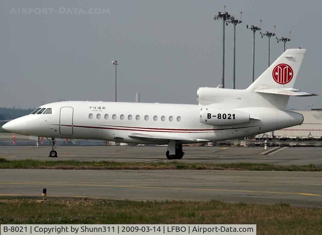 B-8021, 2007 Dassault Falcon 900DX C/N 613, Parked at the general aviation area...