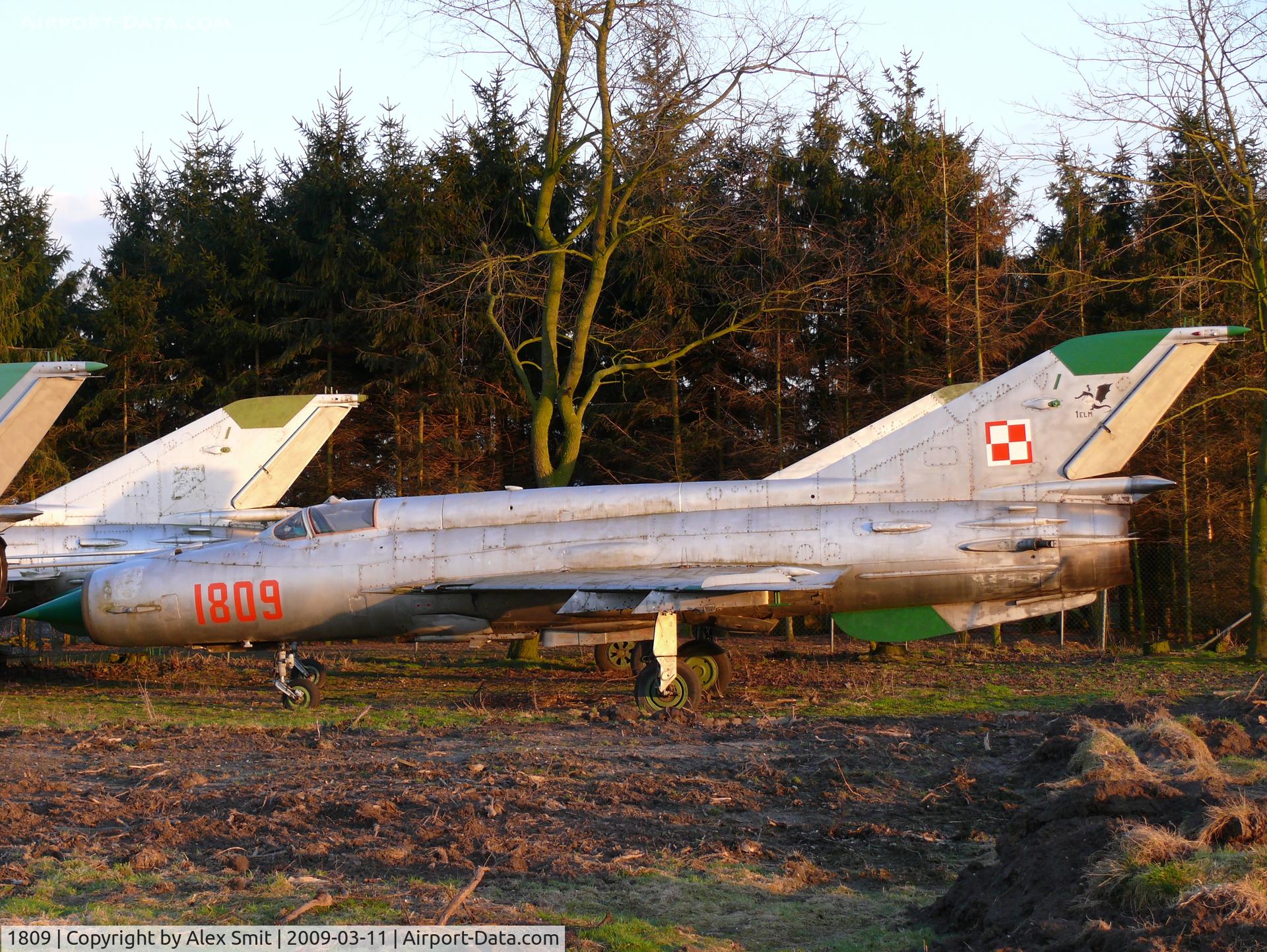 1809, 1996 Mikoyan-Gurevich MiG-21M C/N 961809, Mikoyan Mig21M Fishbed 1809 Polish Air Force part of the collection of Mr Piet Smets from Baarlo (PH) and stored in a small compound in Kessel (PH)