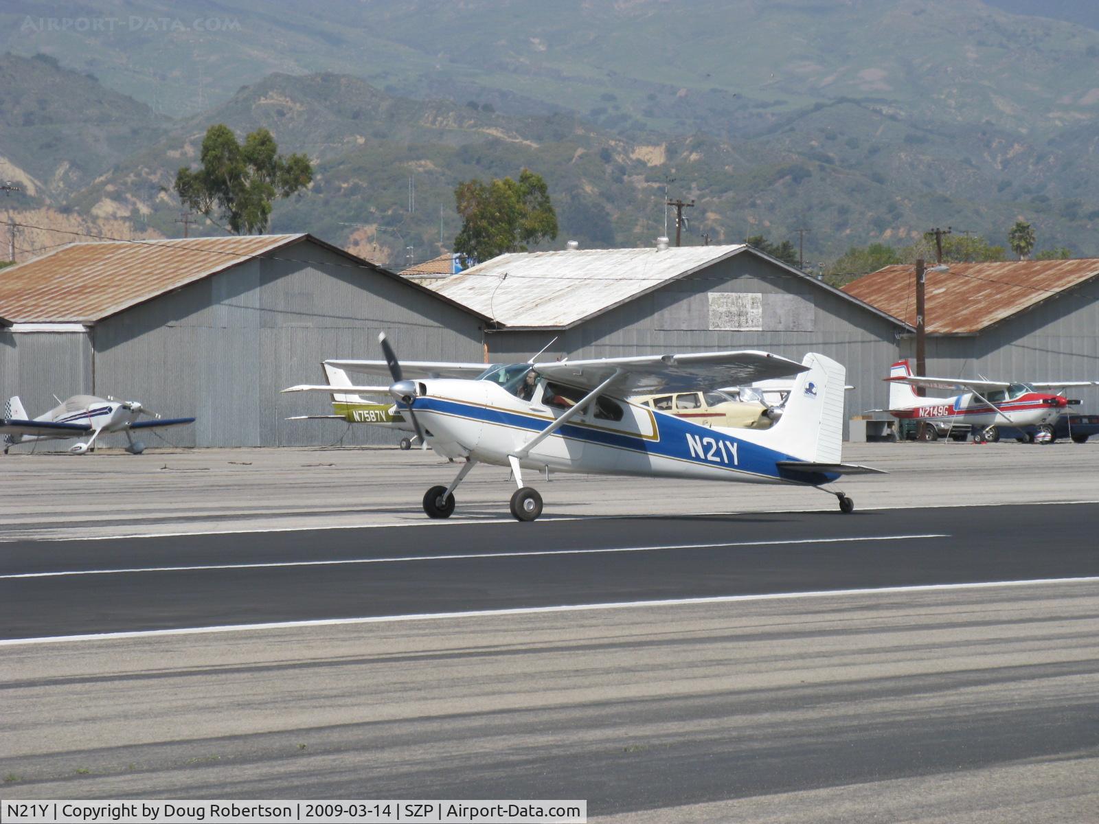 N21Y, 1954 Cessna 180 C/N 30837, 1954 Cessna 180, Continental O-470 225 Hp, landing roll Rwy 22