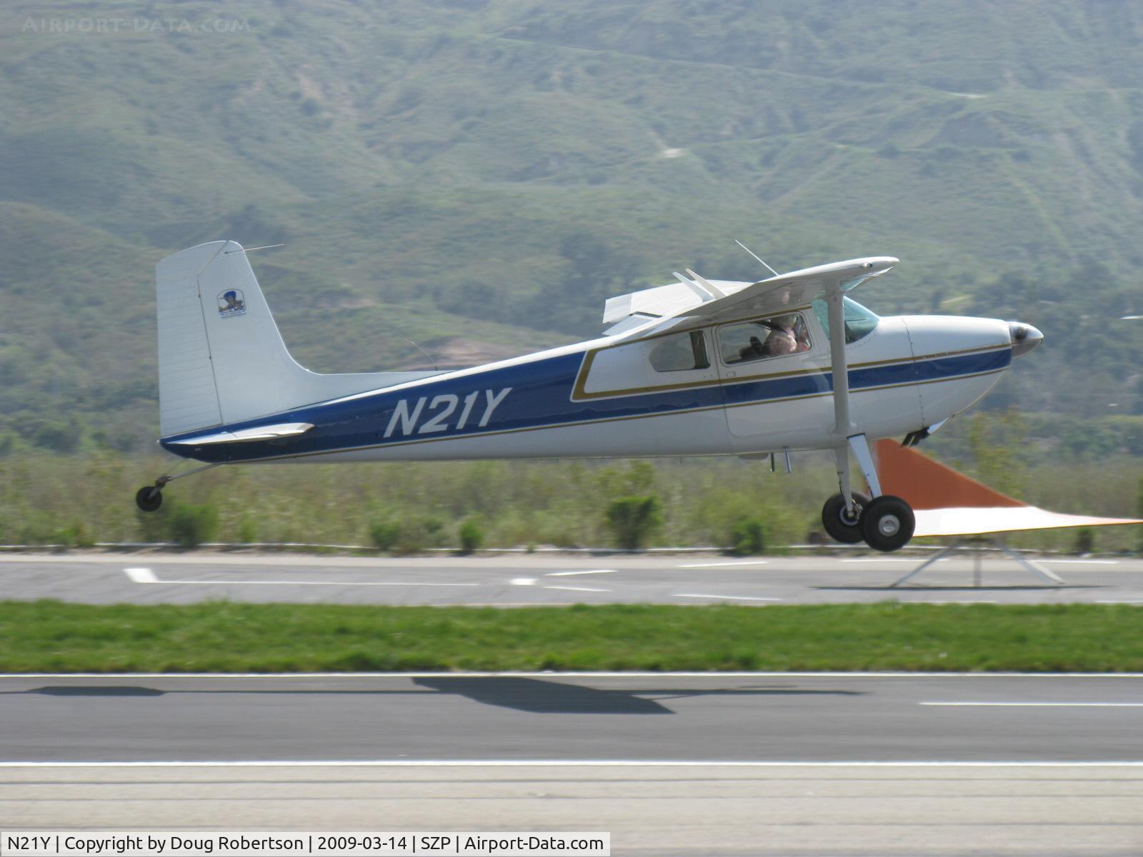 N21Y, 1954 Cessna 180 C/N 30837, 1954 Cessna 180, Continental O-470 225 Hp, takeoff climb Rwy 22