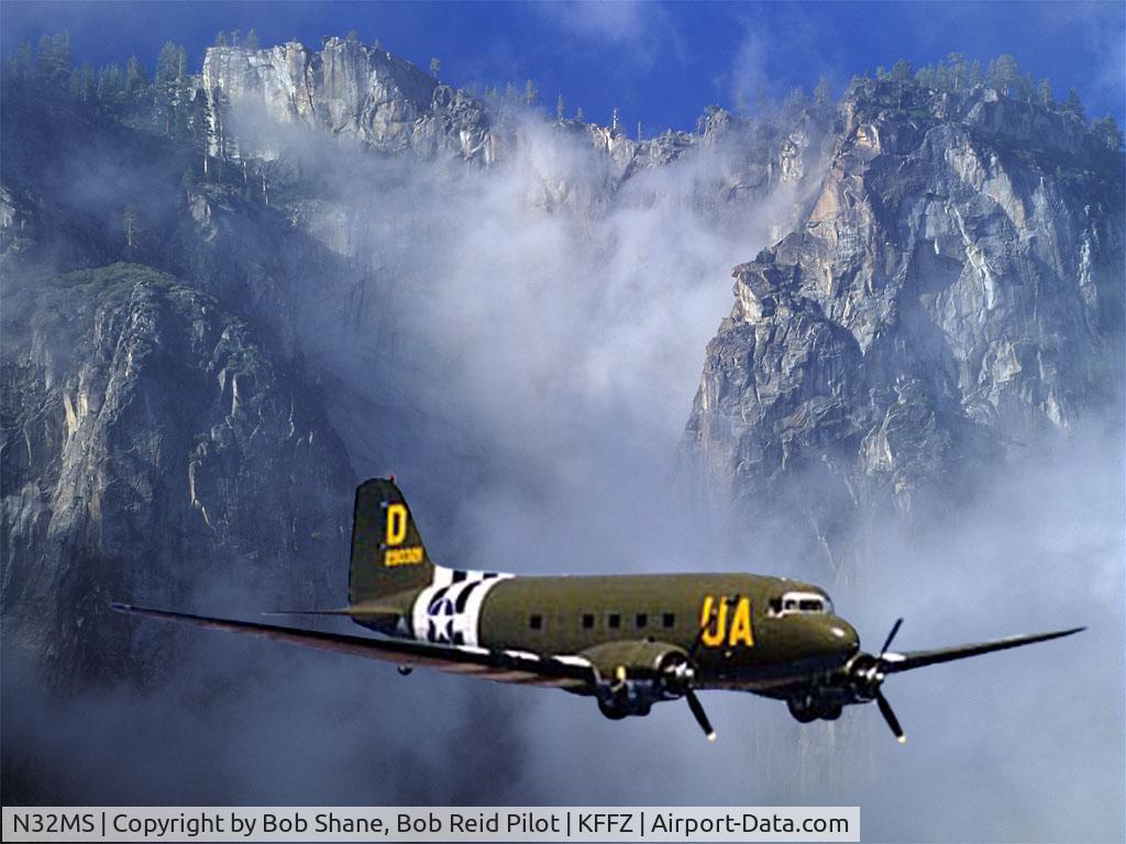 N32MS, 1942 Douglas DC3A C/N 4978, N32MS over Red Mountain In Mesa AZ