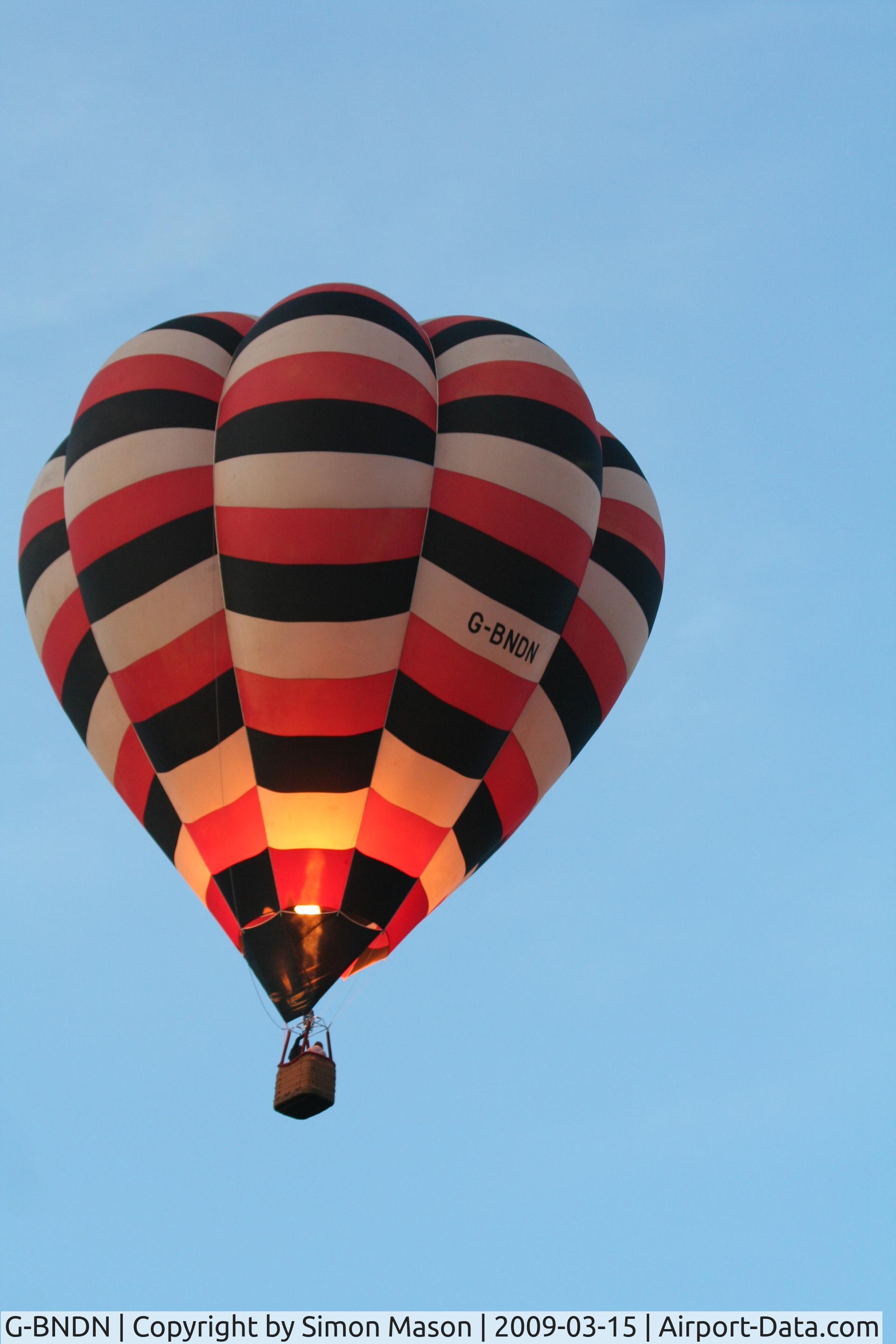 G-BNDN, 1987 Cameron Balloons V-77 C/N 1443, Over Harberton on 15.03.2009