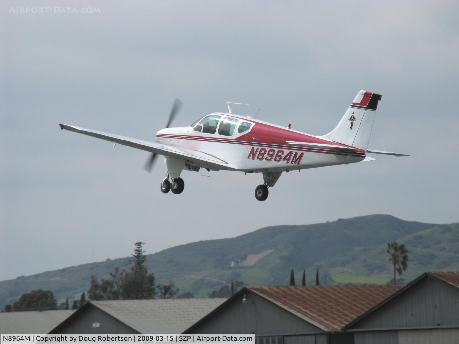 N8964M, 1963 Beech 35-B33 Debonair C/N CD-720, 1963 Beech 35-33B DEBONAIR, Continental IO-470-J 225 Hp, takeoff climb Rwy 22