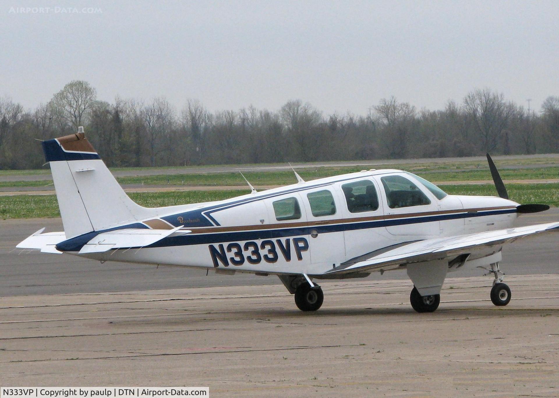 N333VP, 1984 Beech A36 Bonanza 36 C/N E-2161, Parked at the Shreveport Downtown airport.