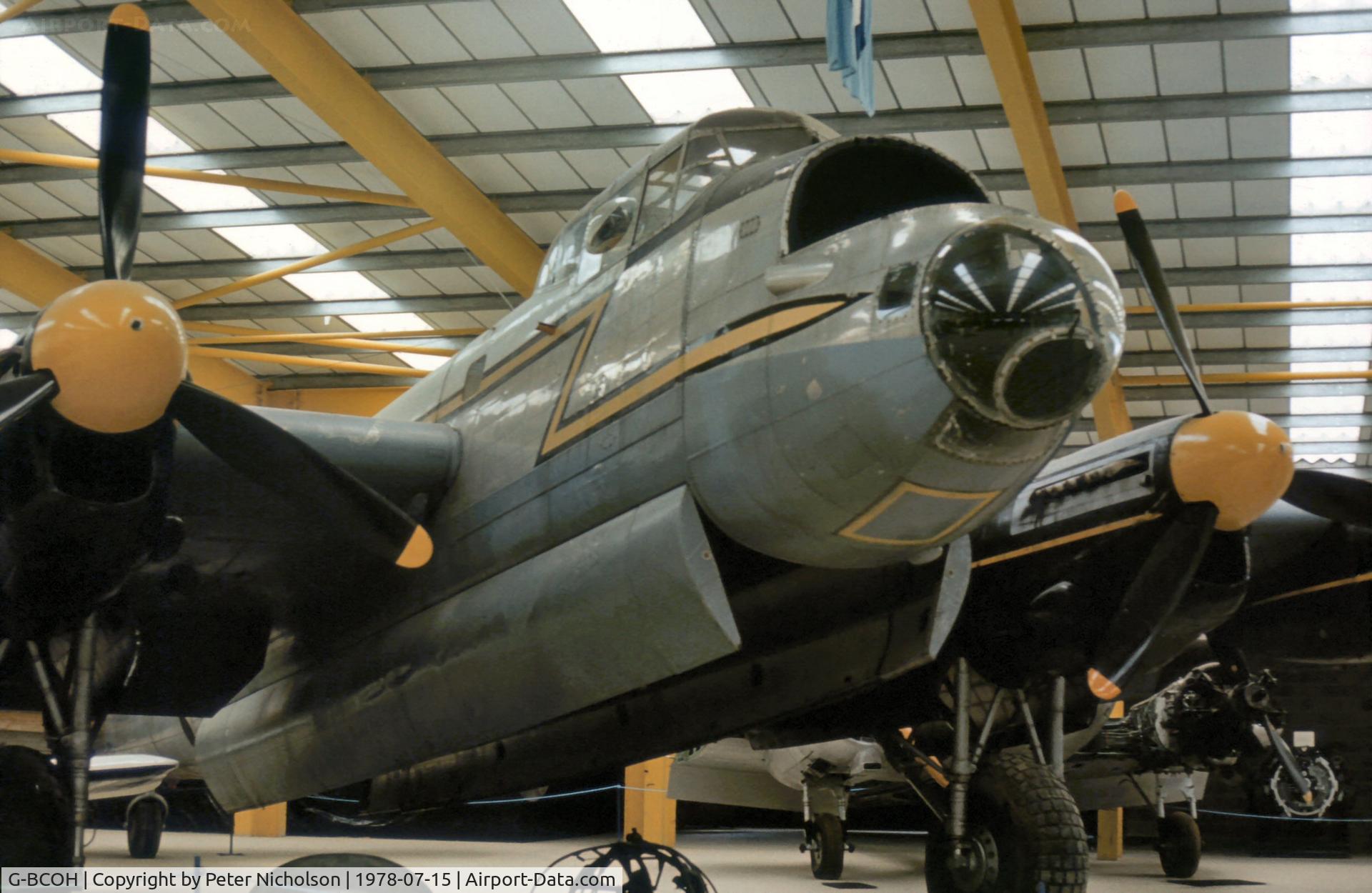 G-BCOH, 1944 Victory Aircraft Avro 683 Lancaster B10 AR C/N 277, The Strathallan Collection's Lancaster was seen hangered at the 1978 Open Day.