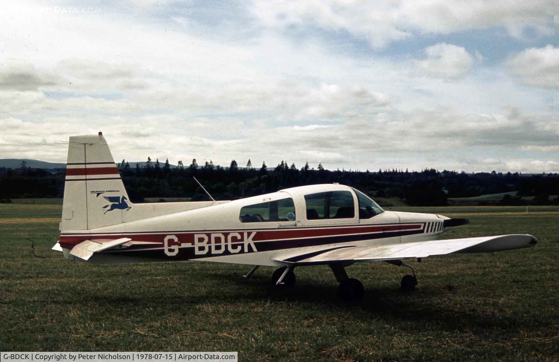 G-BDCK, 1975 Grumman American AA-5 Traveler C/N AA5-0772, This Traveler was a visitor to the 1978 Strathallan Open Day.