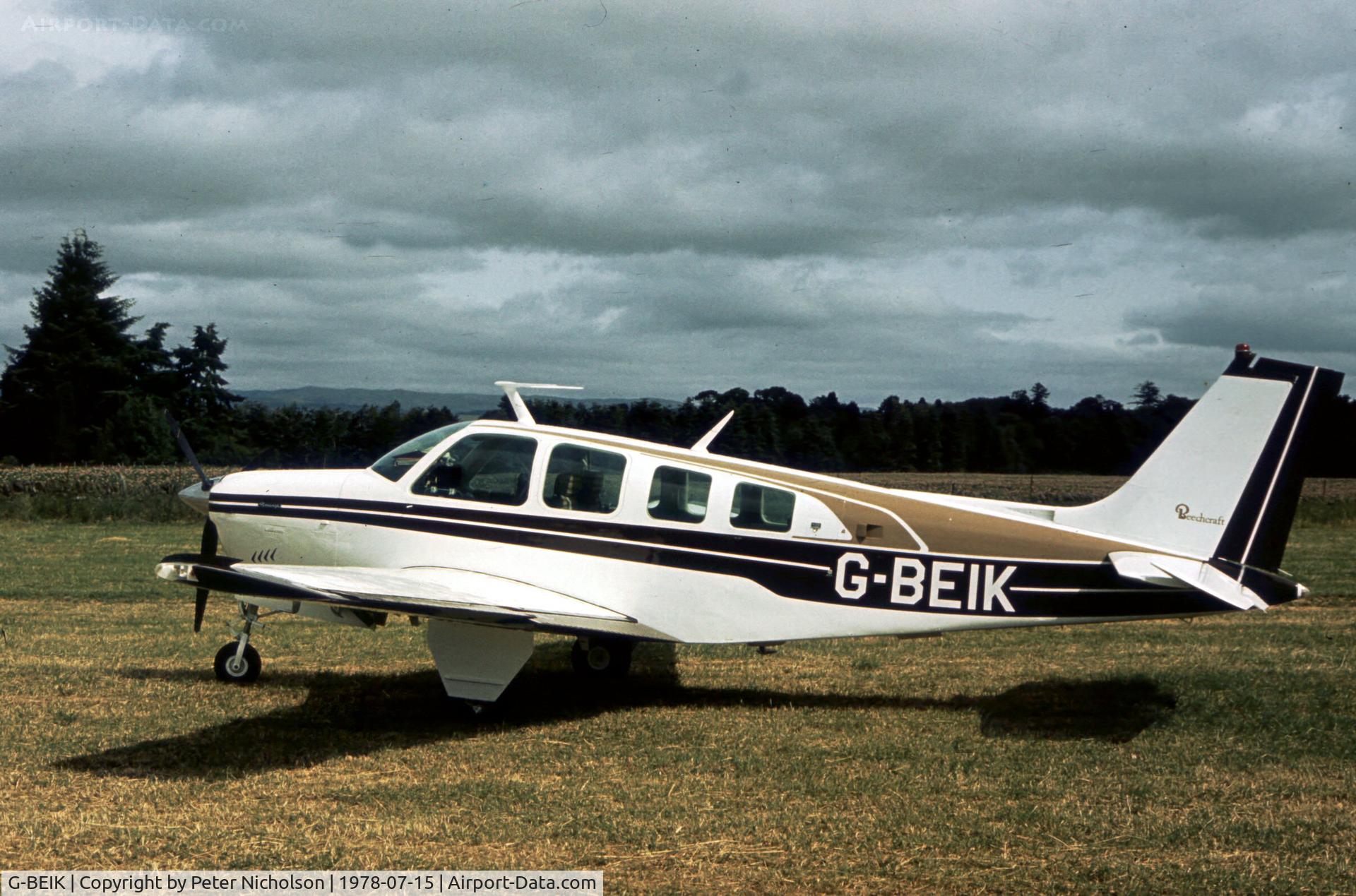 G-BEIK, 1976 Beech A36 Bonanza 36 C/N E-987, This A36 Bonanza was a visitor to the 1978 Strathallan Open Day.
