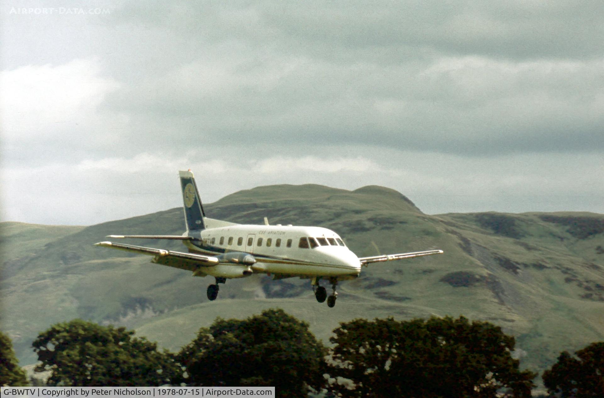 G-BWTV, 1977 Embraer EMB-110P2 Bandeirante C/N 110153, CSE Aviation's Bandeirante arriving at the 1978 Strathallan Open Day.