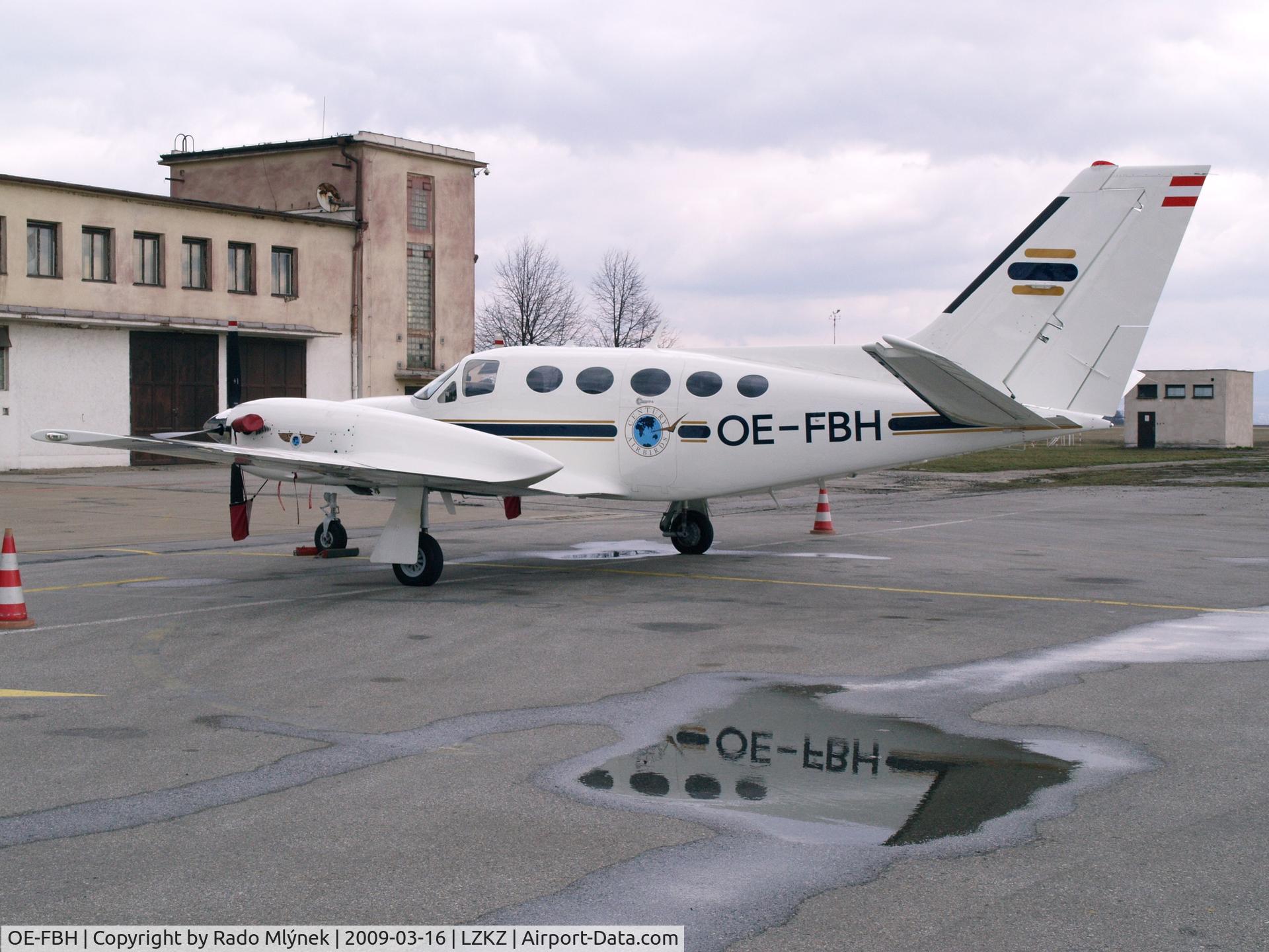 OE-FBH, 1981 Cessna 425 C/N 425-0035, Parked on a General aviation apron