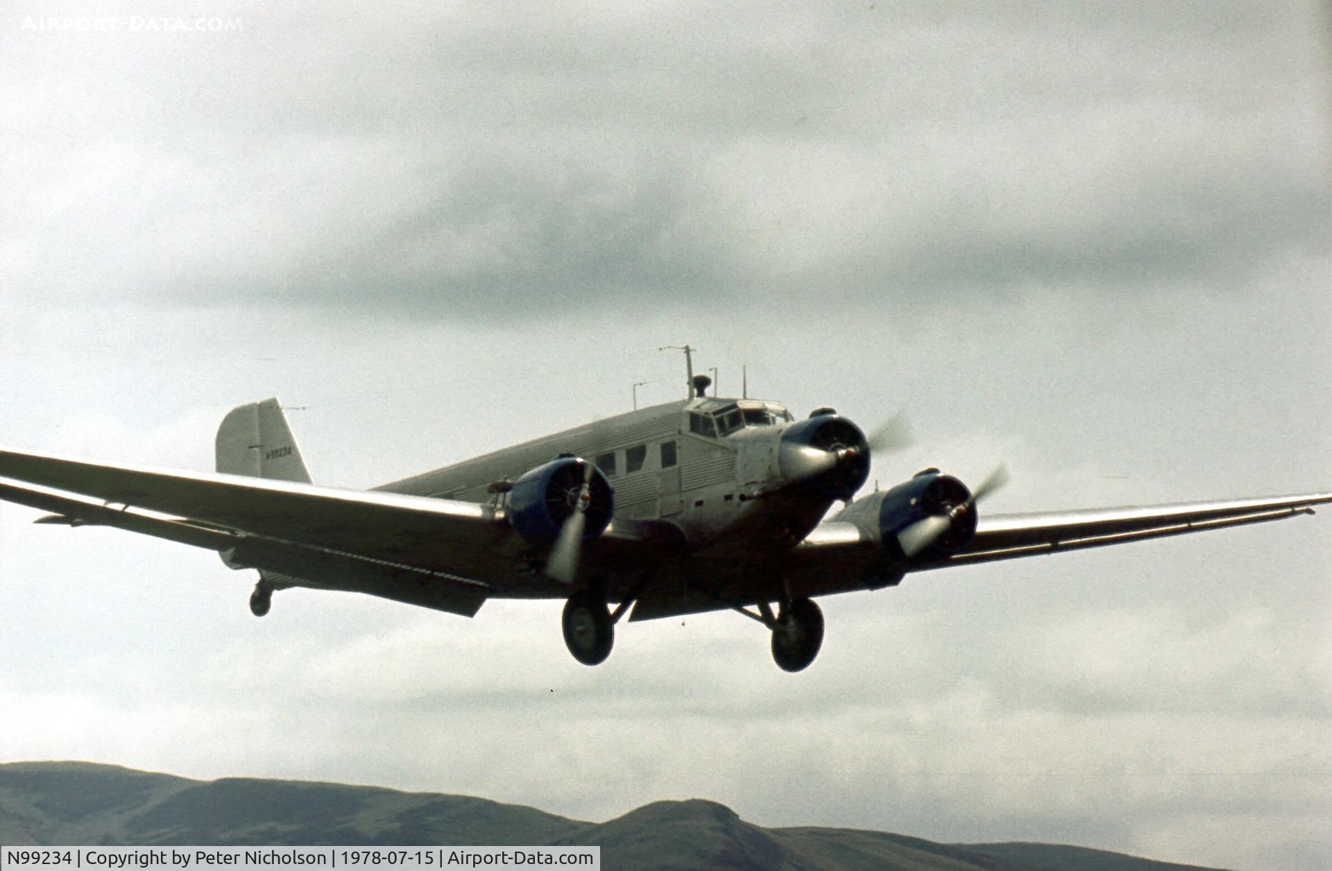 N99234, Junkers (CASA) 352L (Ju-52) C/N 56, Ex Spanish Air Force CASA 352L T.2B-148 arriving at the 1978 Strathallan Open Day.