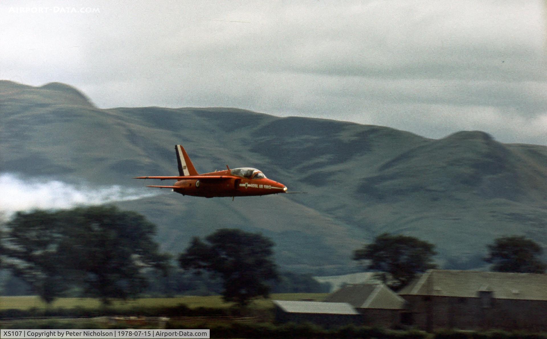 XS107, 1964 Hawker Siddeley Gnat T.1 C/N FL601, One of the Red Arrows aerobatic display team at the 1978 Strathallan Open Day.