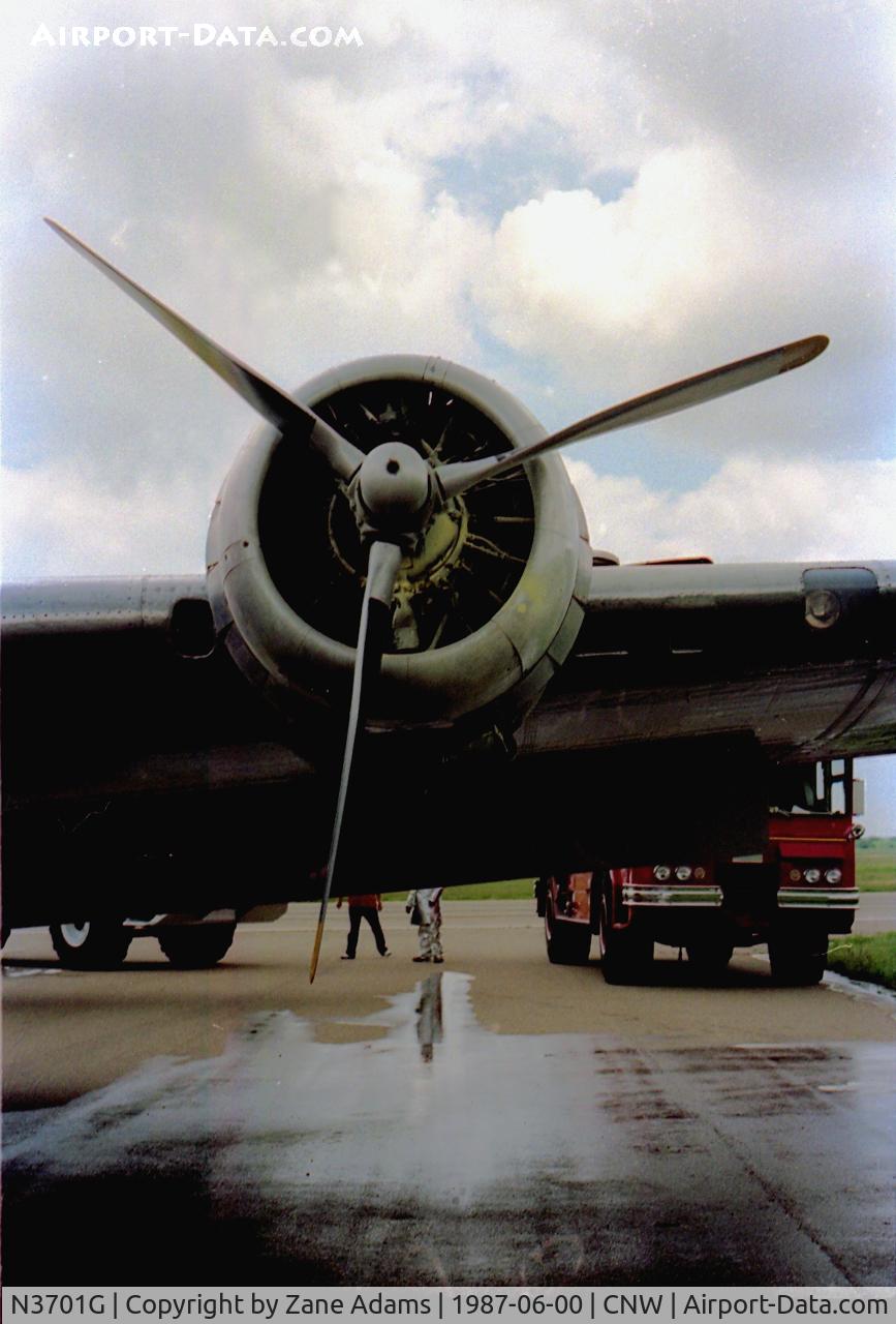N3701G, 1944 Boeing B-17G Flying Fortress C/N 44-8543A, 1987 Airshow, Waco Tx. We were landing at the show on Friday afternoon when the number one engine caught fire! The on-board fire system worked well! All safe.