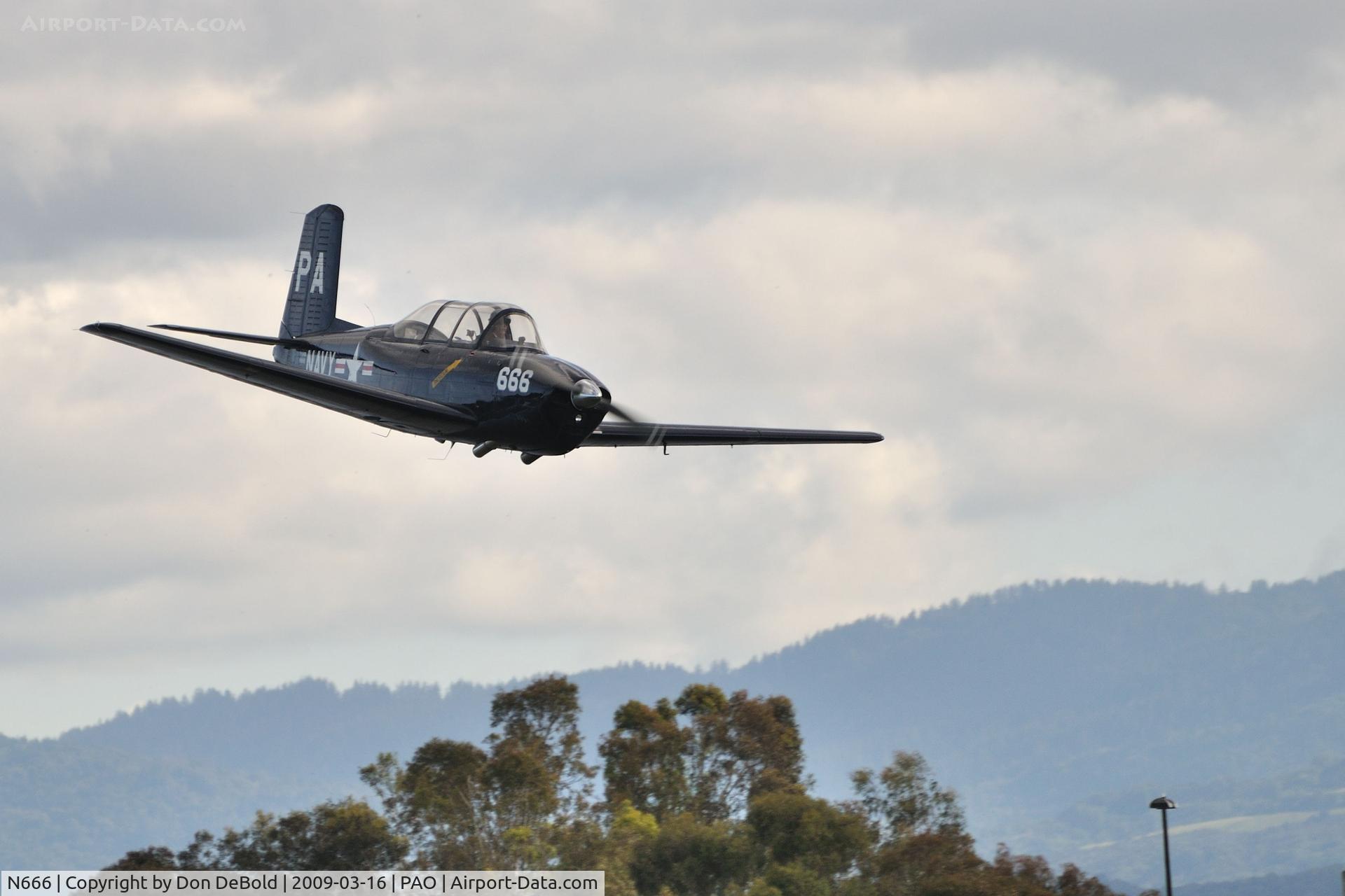 N666, 1958 Beech A45 C/N GM-141, N666 buzzing the Palo Alto Airport