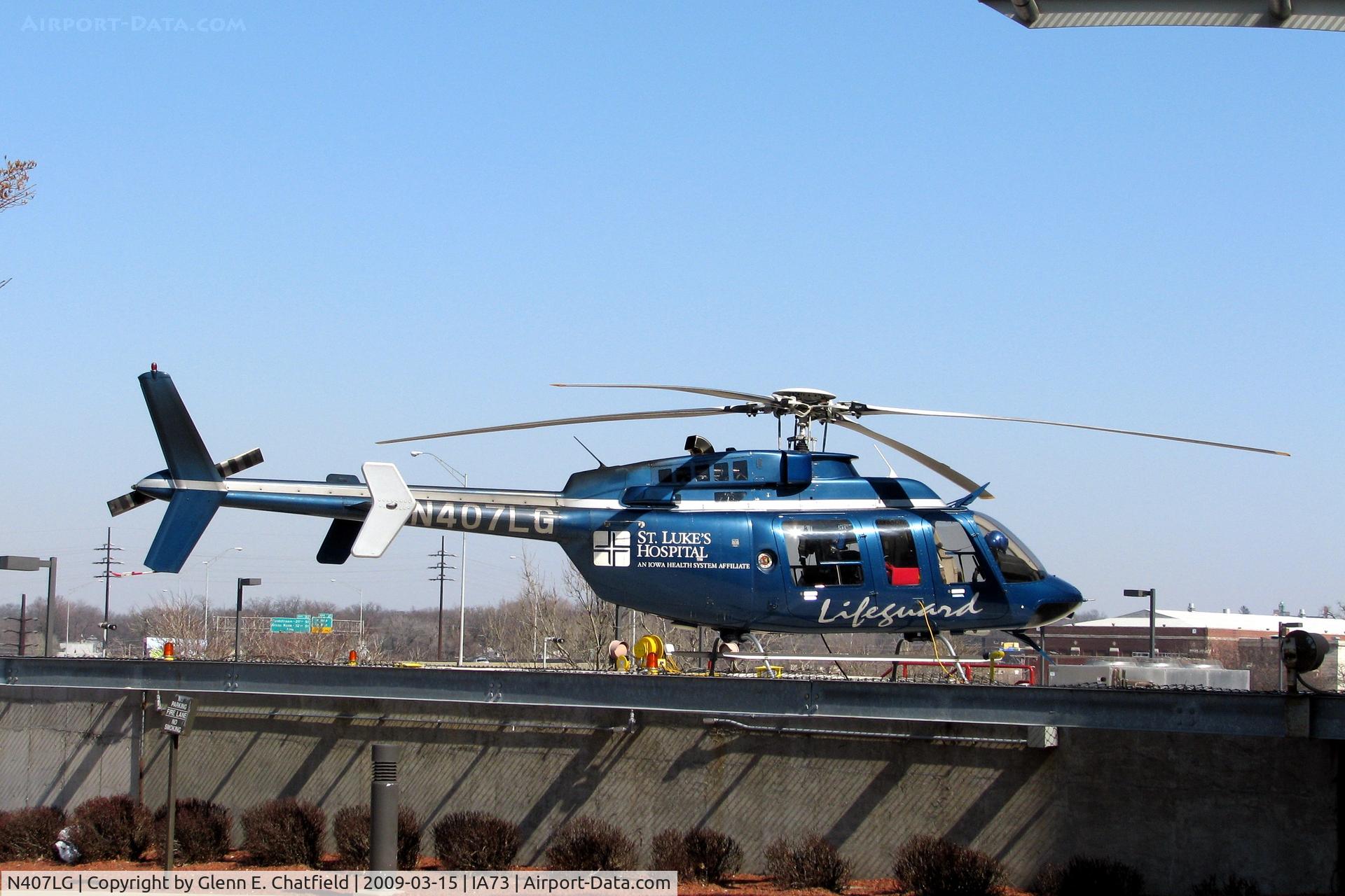 N407LG, 1997 Bell 407 C/N 53143, On St. Luke's Hospital pad