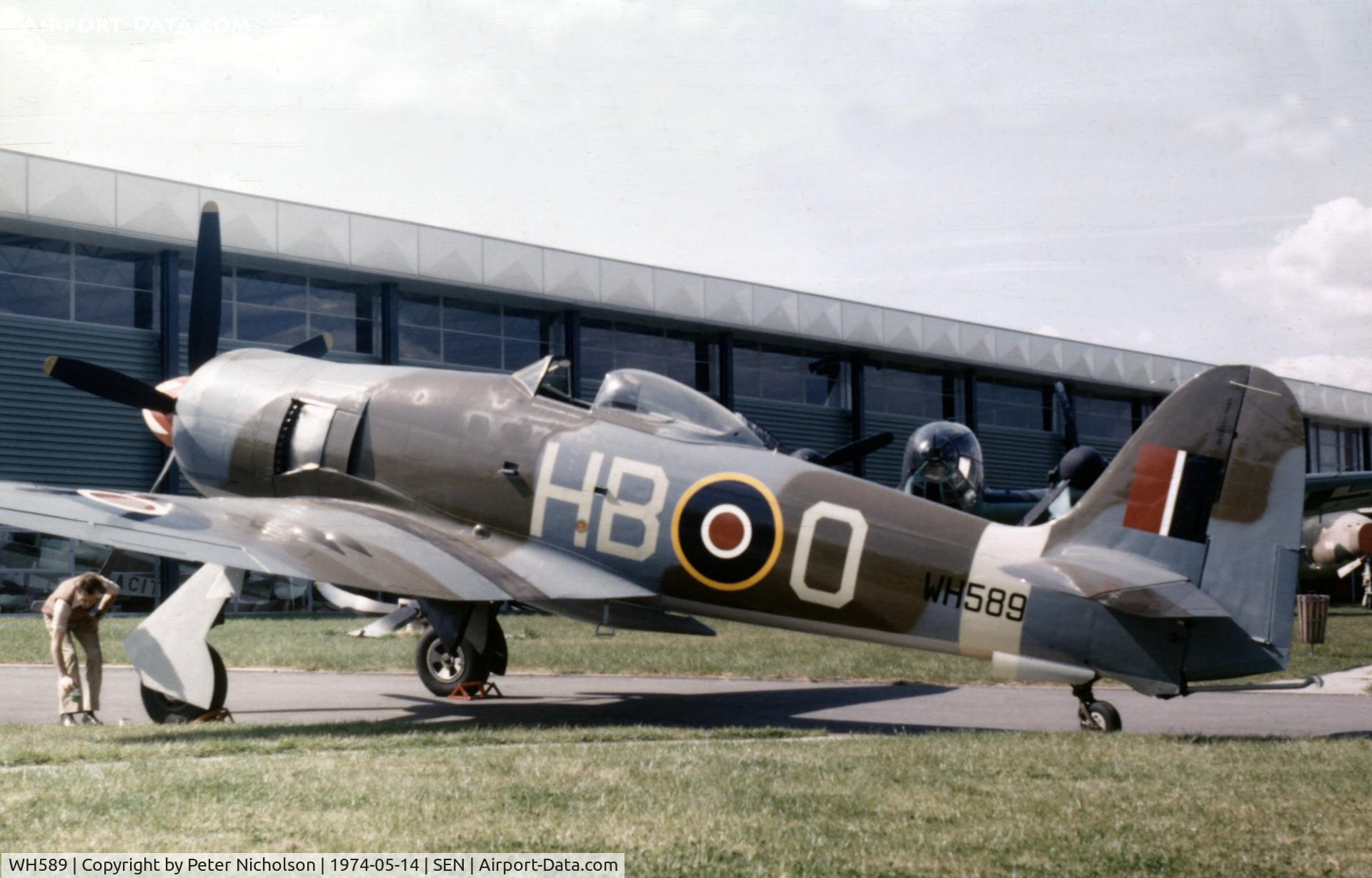 WH589, 1952 Hawker Sea Fury FB. Mk 11 C/N 41H/636336, Ormond Haydon-Baillie's Sea Fury at the Historic Aircraft Museum at Southend Airport.